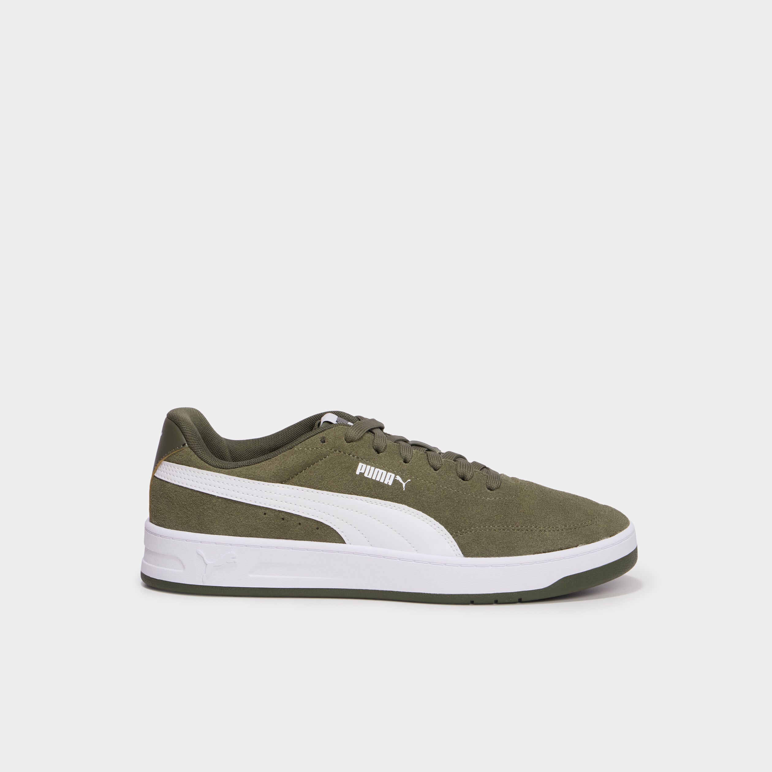 Baskets &agrave; lacets en cuir Puma Clean SD vert kaki homme