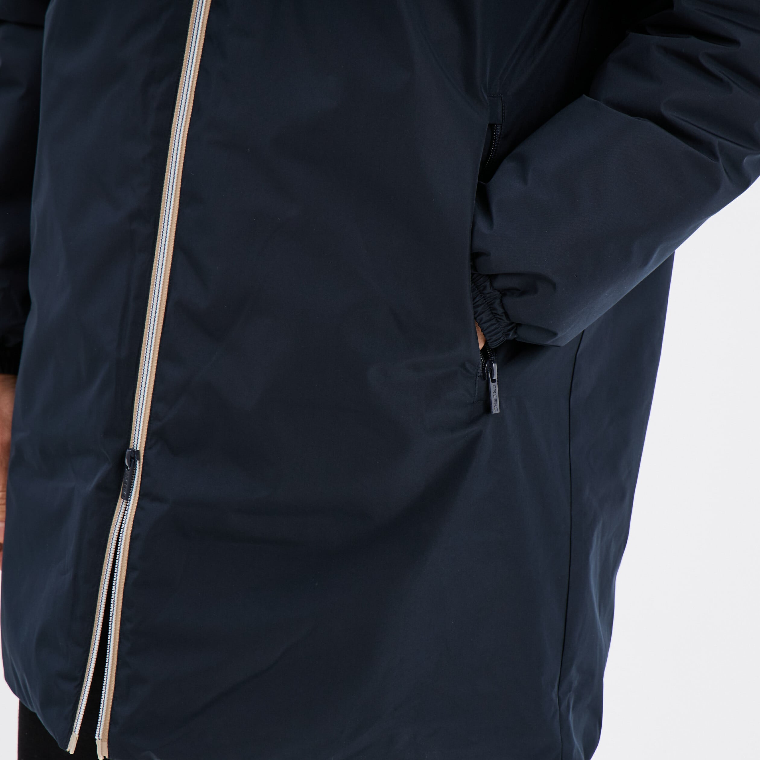 Parka d&eacute;perlante doubl&eacute;e &agrave; capuche bleu fonc&eacute; homme