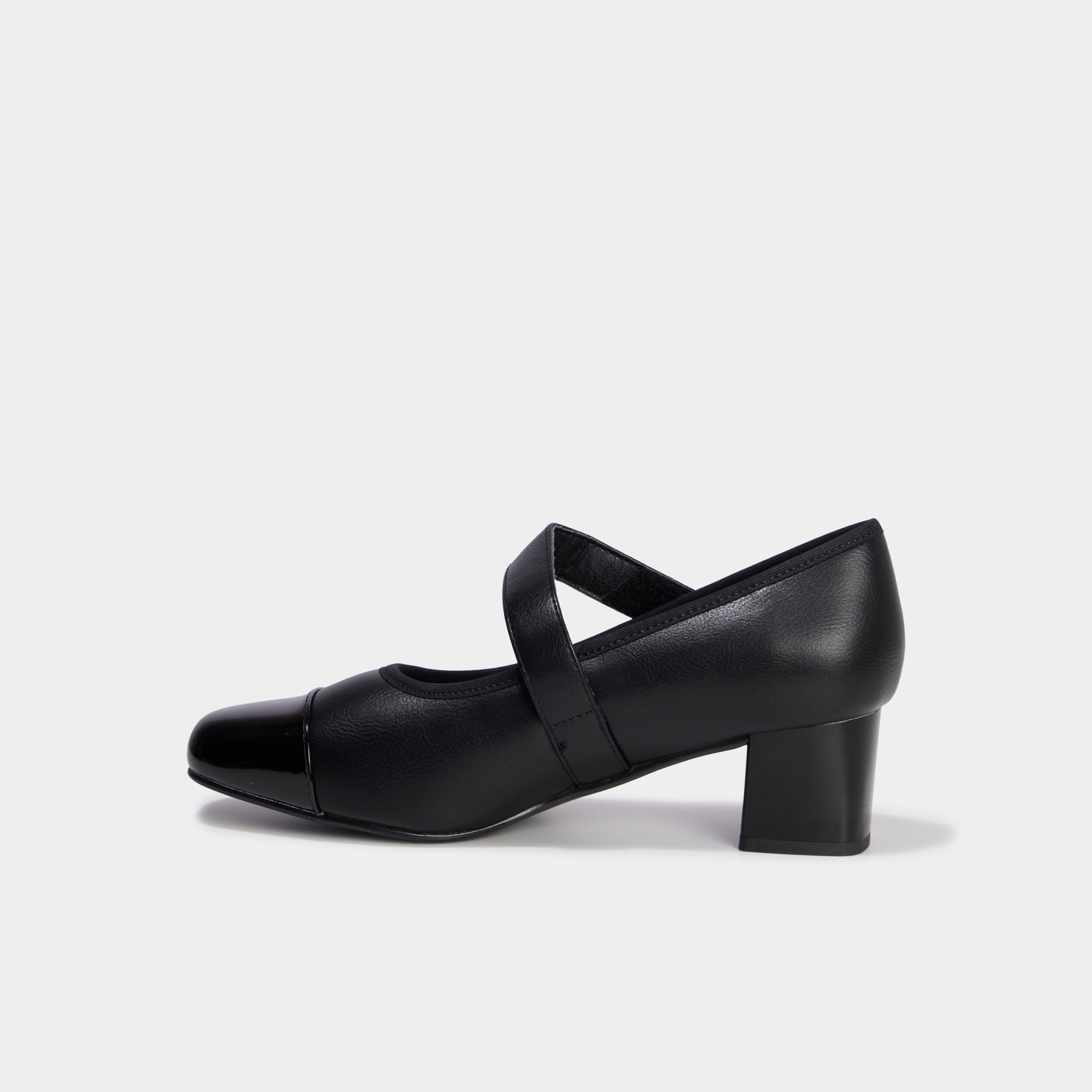 Escarpins &agrave; talons confort &agrave; brides noir femme