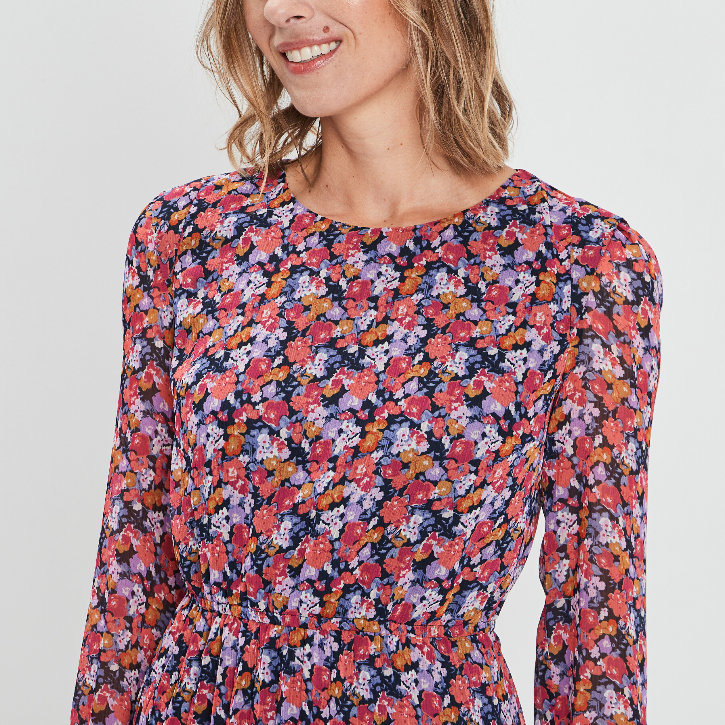 robe midi droite fluide bleu marine femme Robe midi droite fluide bleu marine femme