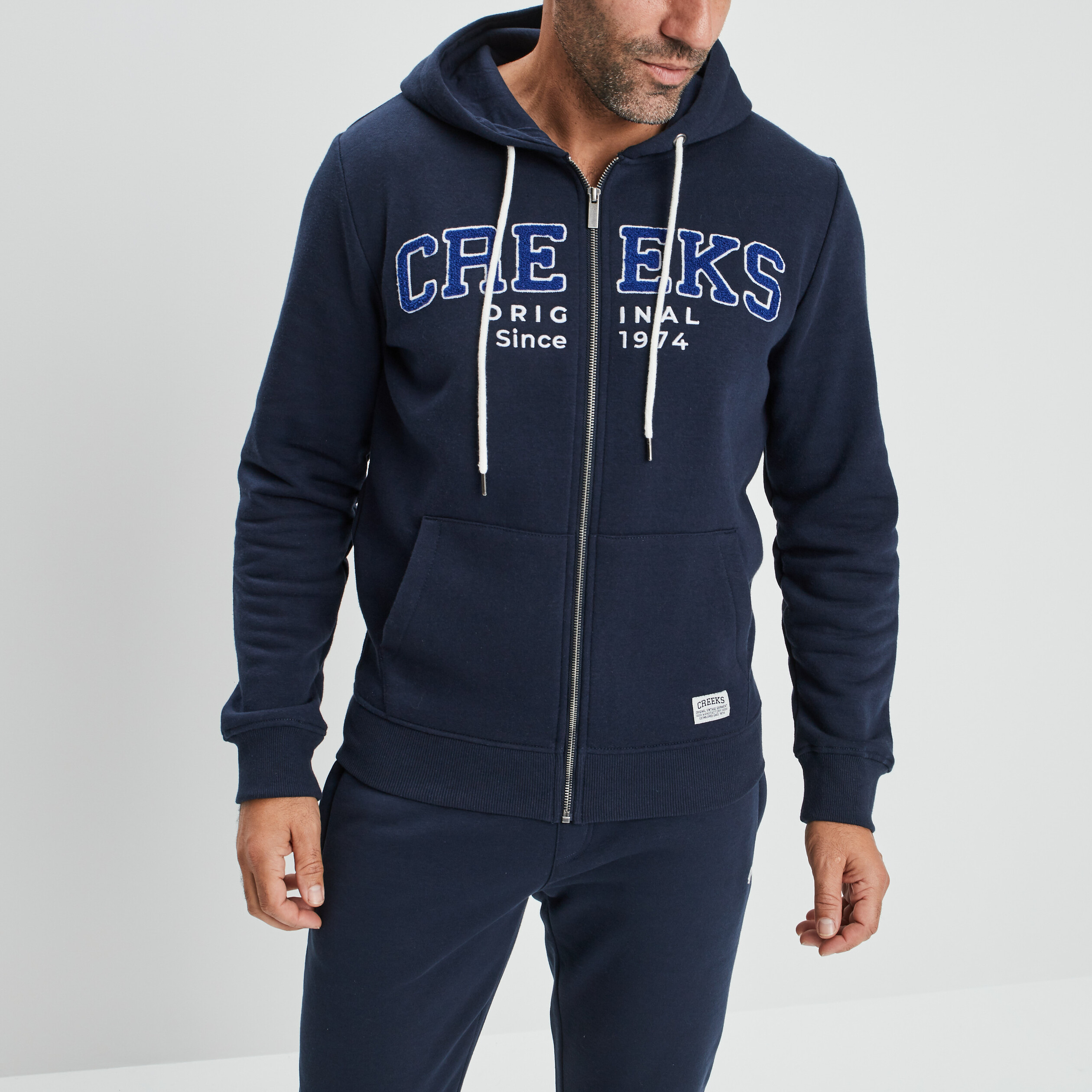 Sweat zippé à capuche Creeks bleu marine homme