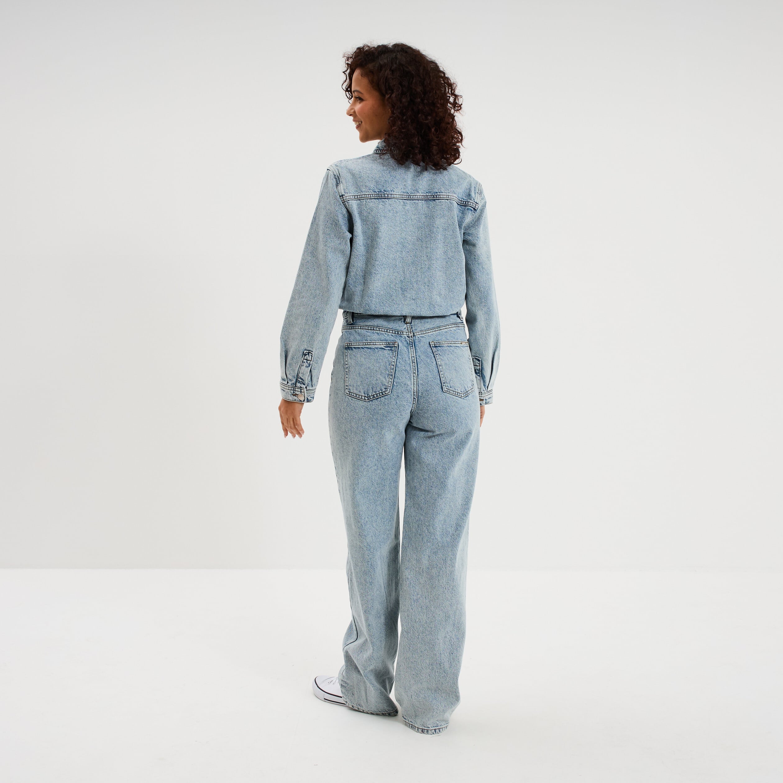 Combinaison pantalon en jean coton denim double stone femme