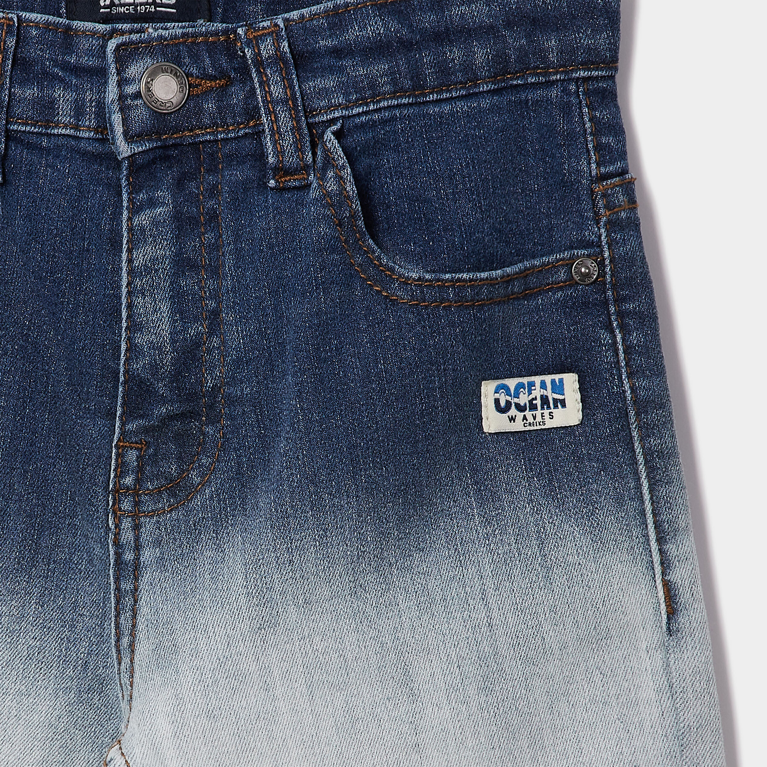 bermuda droit en jean creeks denim double stone garcon Bermuda droit en jean Creeks denim double stone garçon