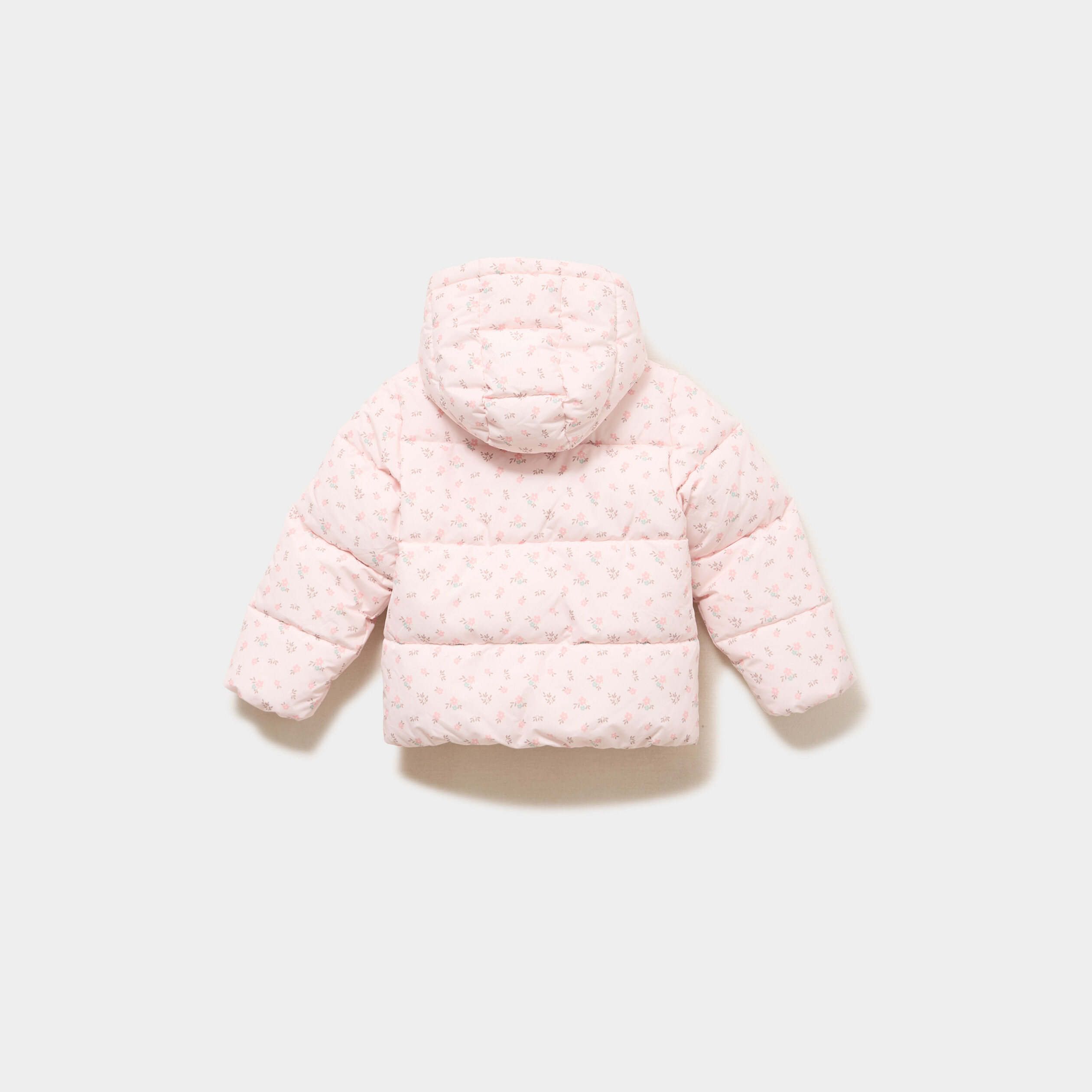 Doudoune zipp&eacute;e &agrave; capuche rose poudr&eacute;e fille