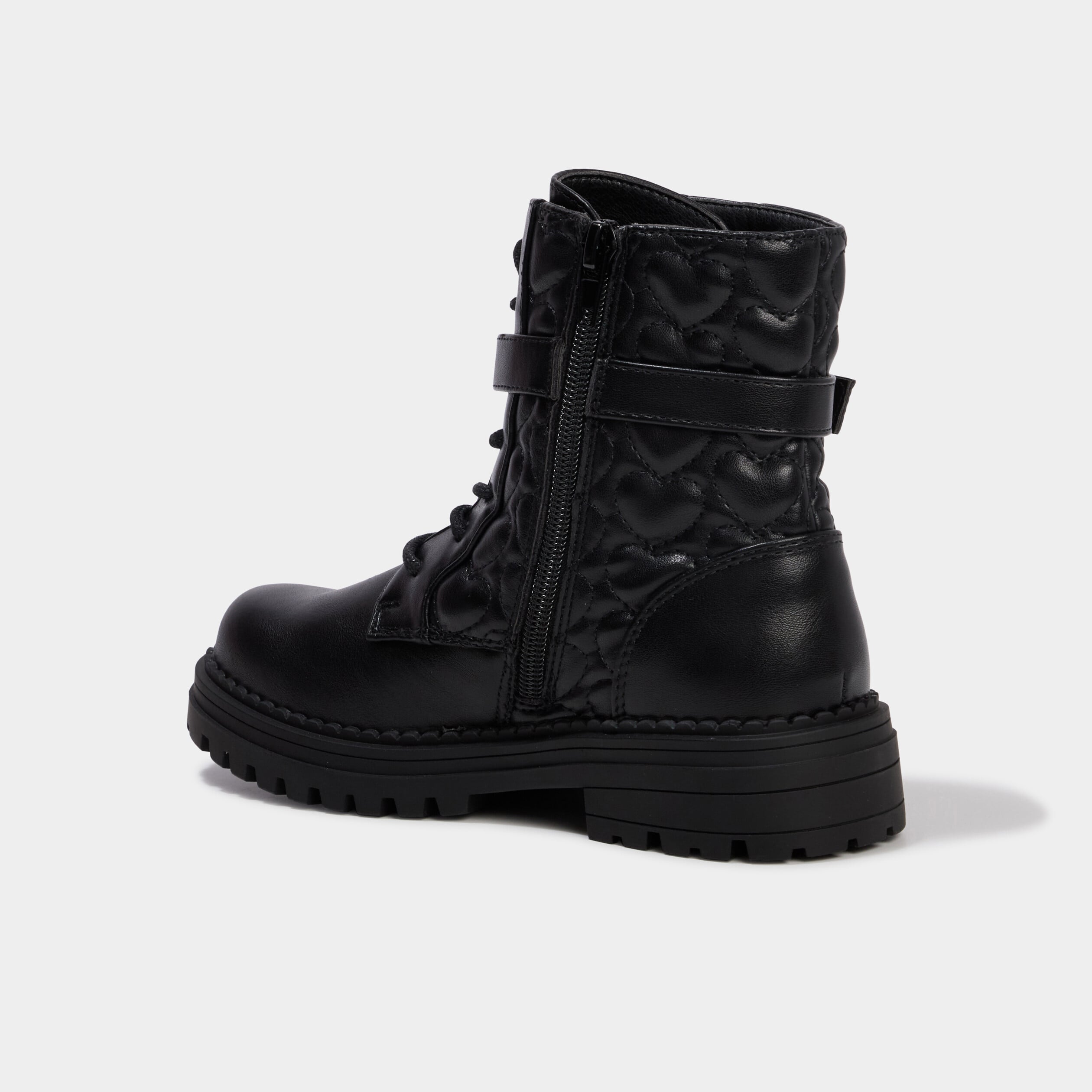 Boots matelass&eacute;es avec boucles noir fille