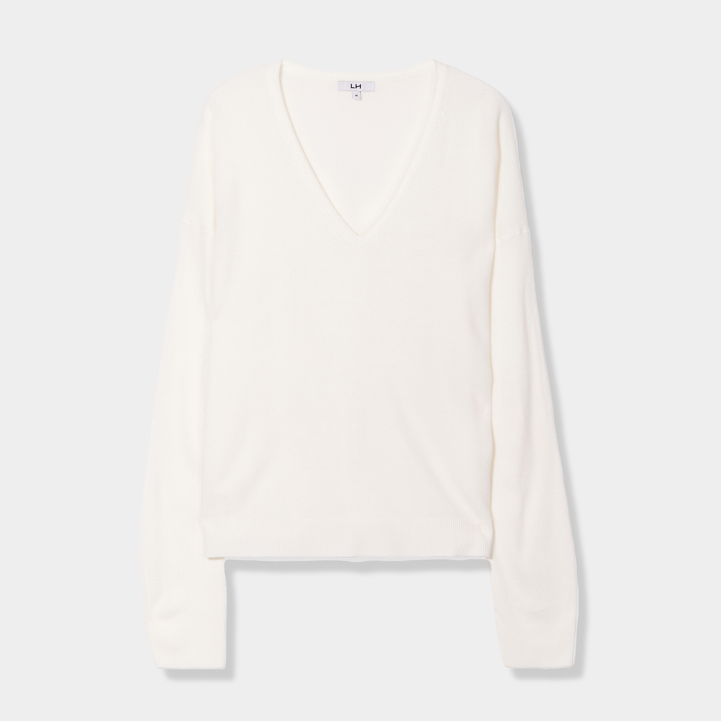 Generisch Pull à Manches Longues Pour Femme - Pull Ample - Col En V - Manches Longues - Décontracté - Couleur Unie - Tunique - Oversize - Chemisier De Sport Tendance - Vêtement Classique, Blanc., M