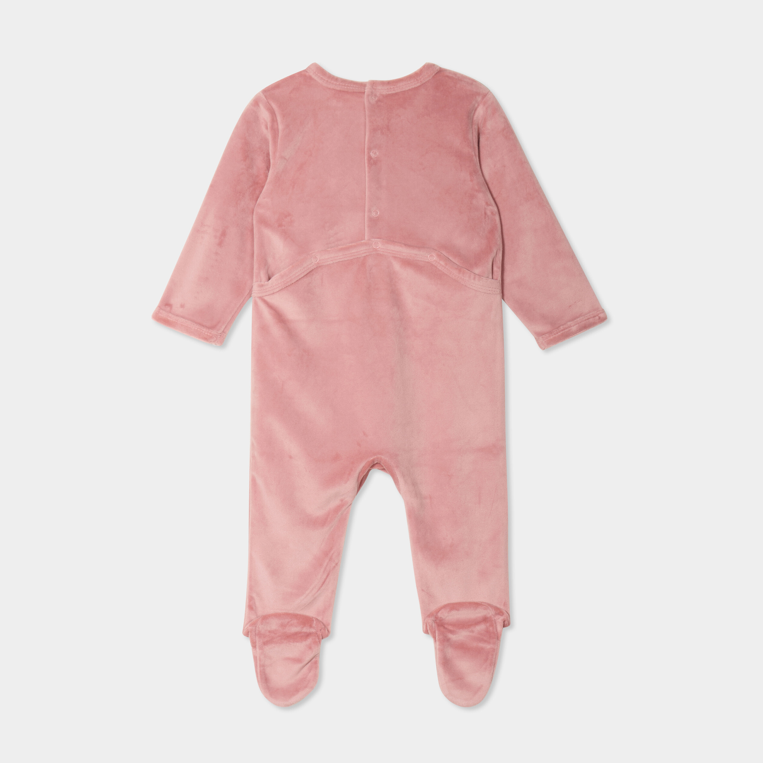Dors-bien effet velours manches longues vieux rose b&eacute;b&eacute;