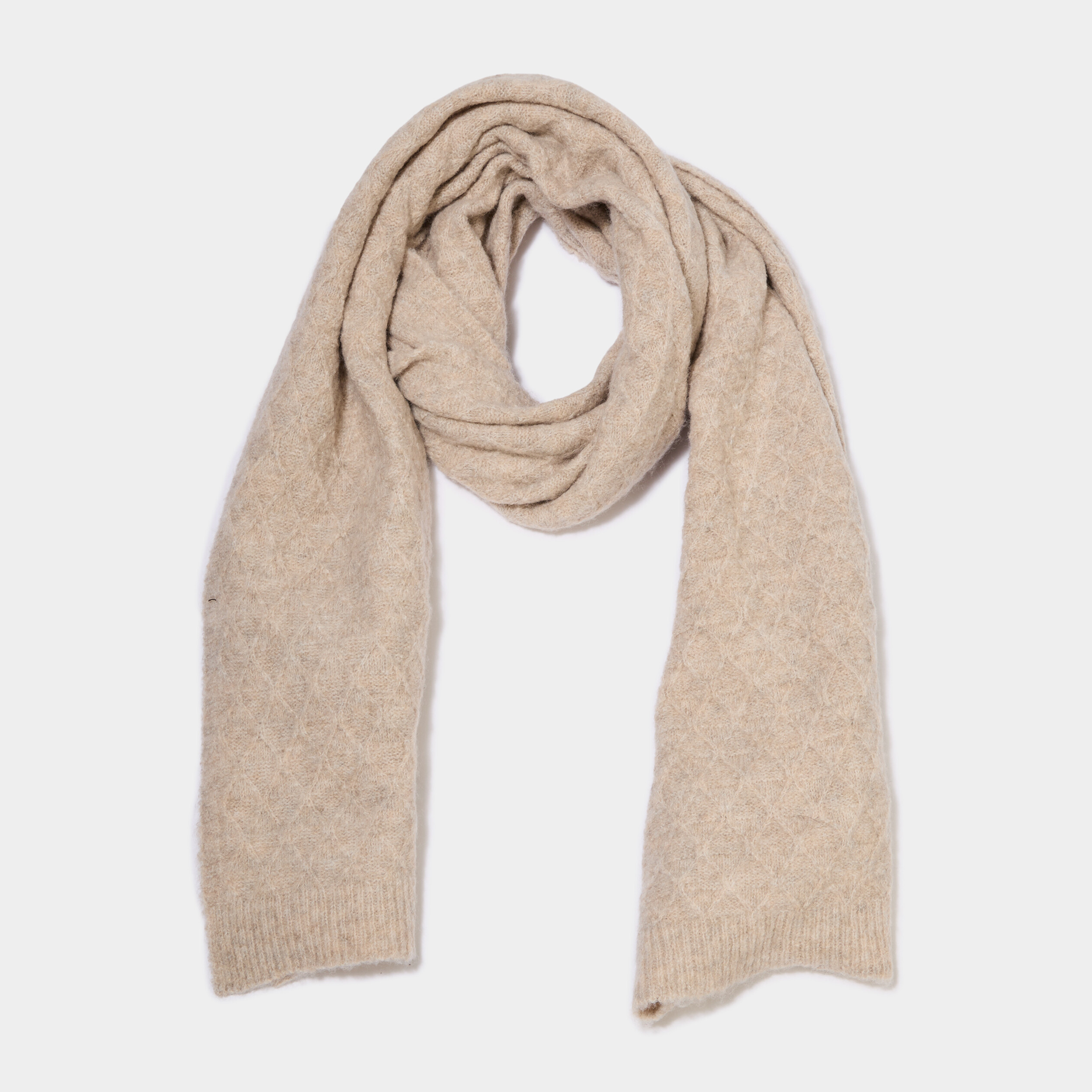 &Eacute;charpe tricot&eacute;e rectangulaire sable femme