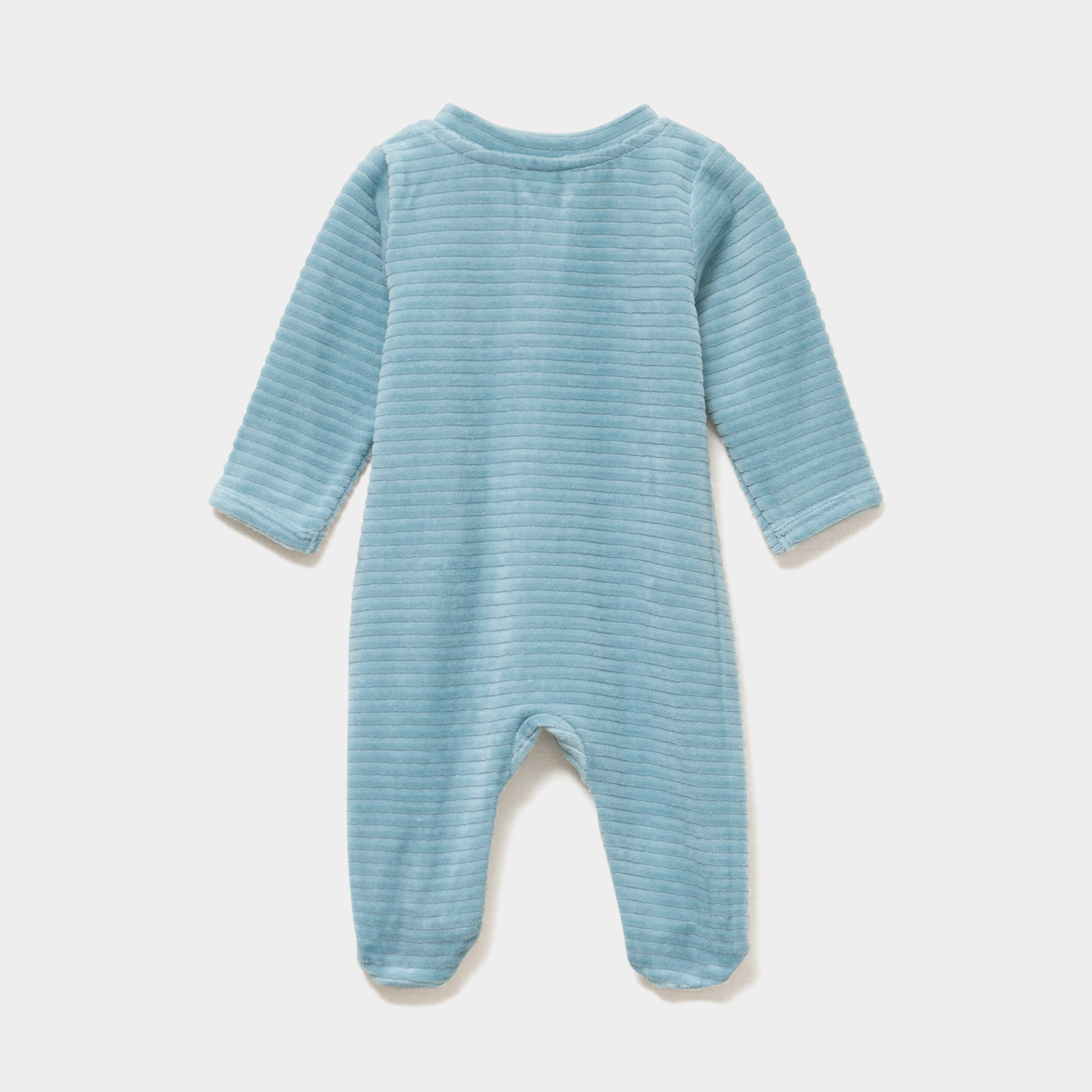 Dors-bien velours manches longues bleu gris b&eacute;b&eacute;