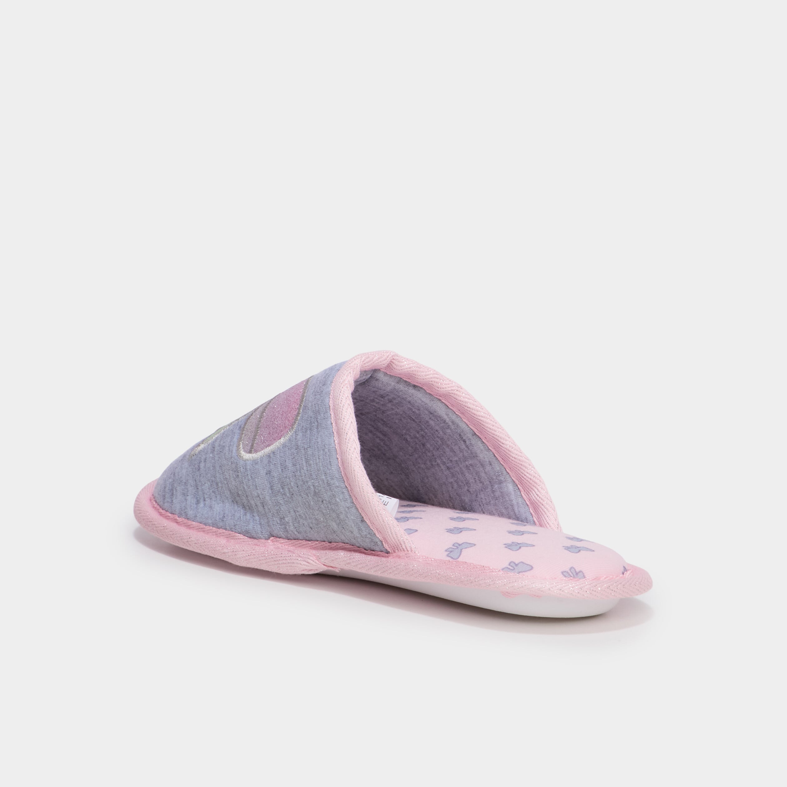 Chaussons mules &agrave; paillettes gris fille