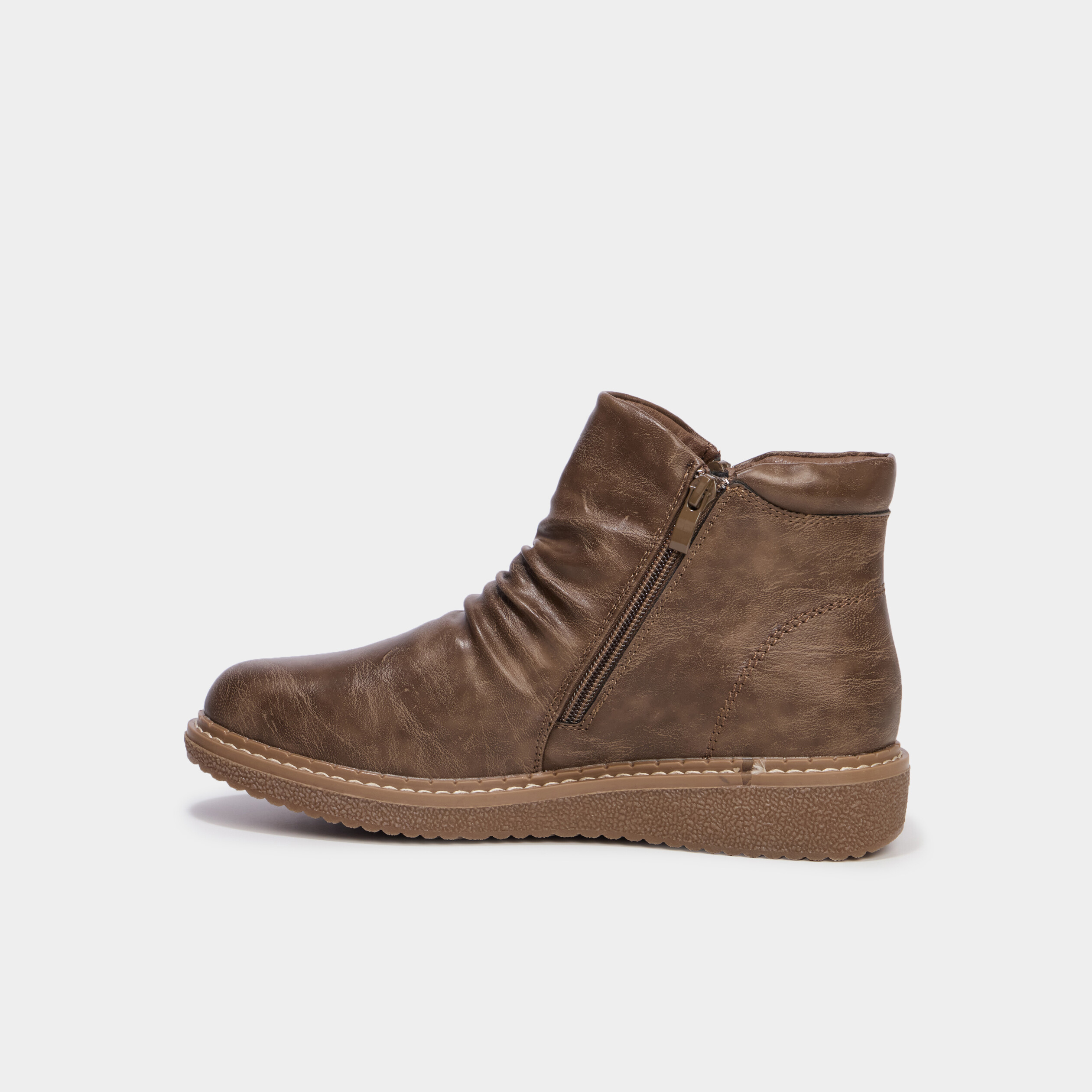 Boots effet pliss&eacute; taupe femme