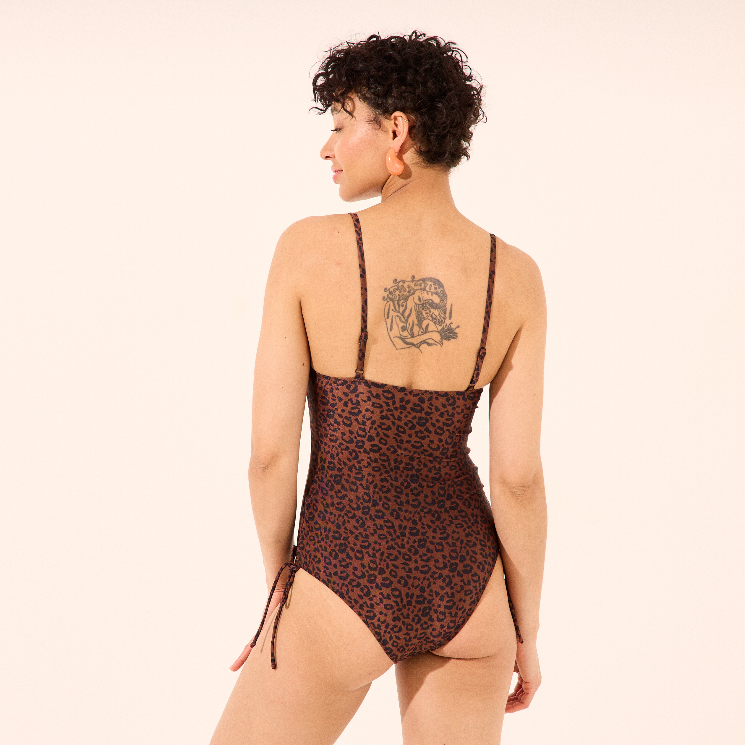 Maillot de bain une pi&egrave;ce marron femme