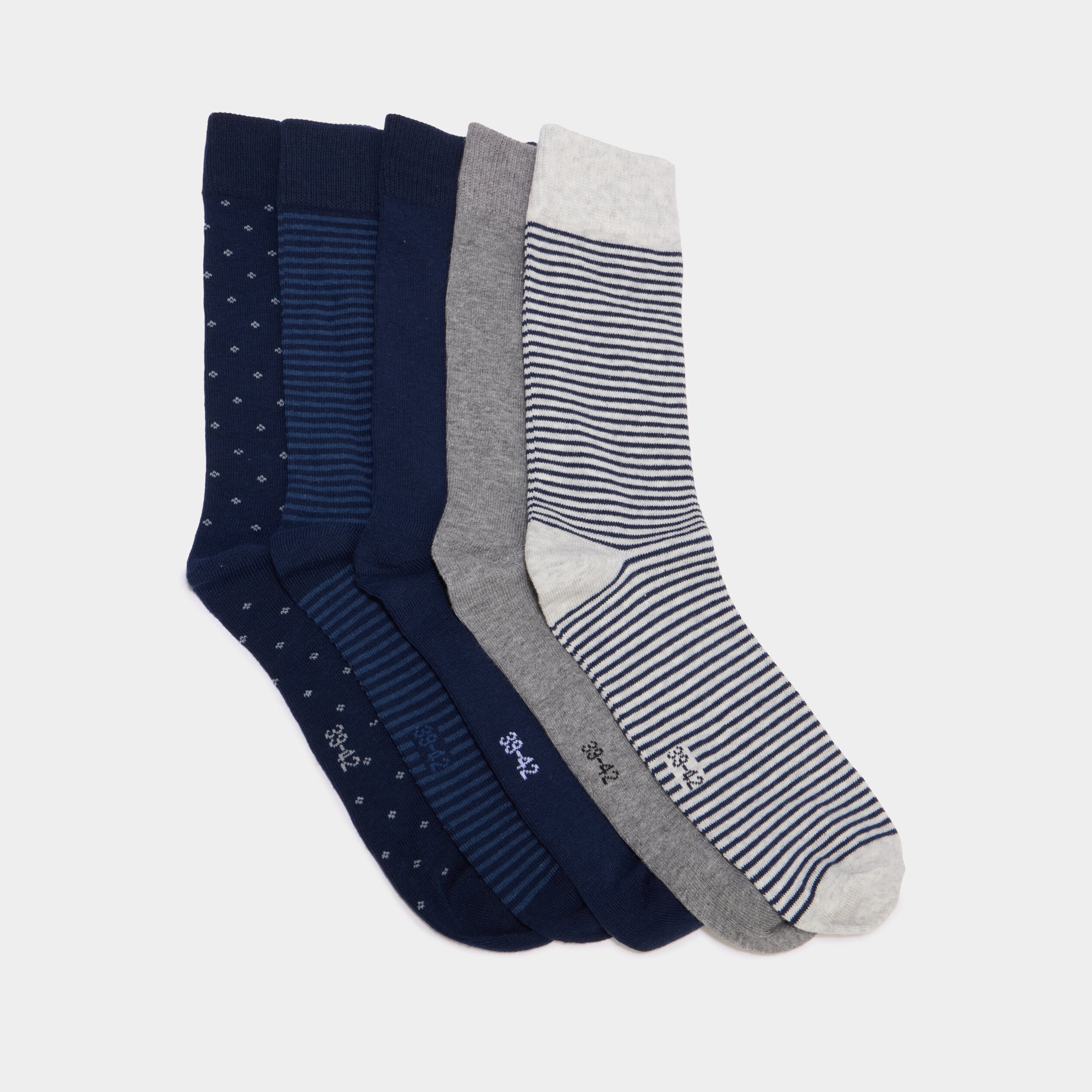 Lot 5 paires chaussettes m&eacute;lange coton bleu marine homme