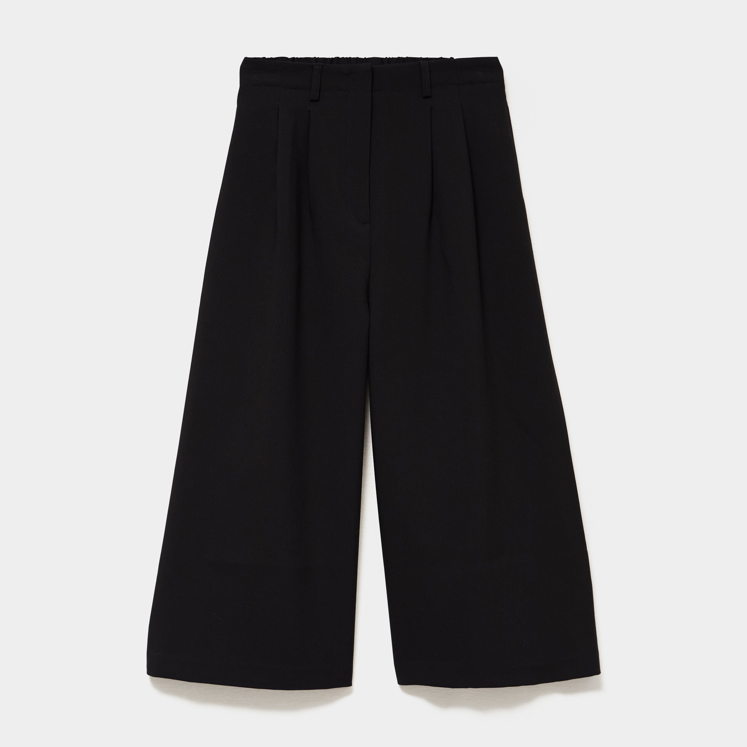 Pantalon culotte large taille haute noir femme