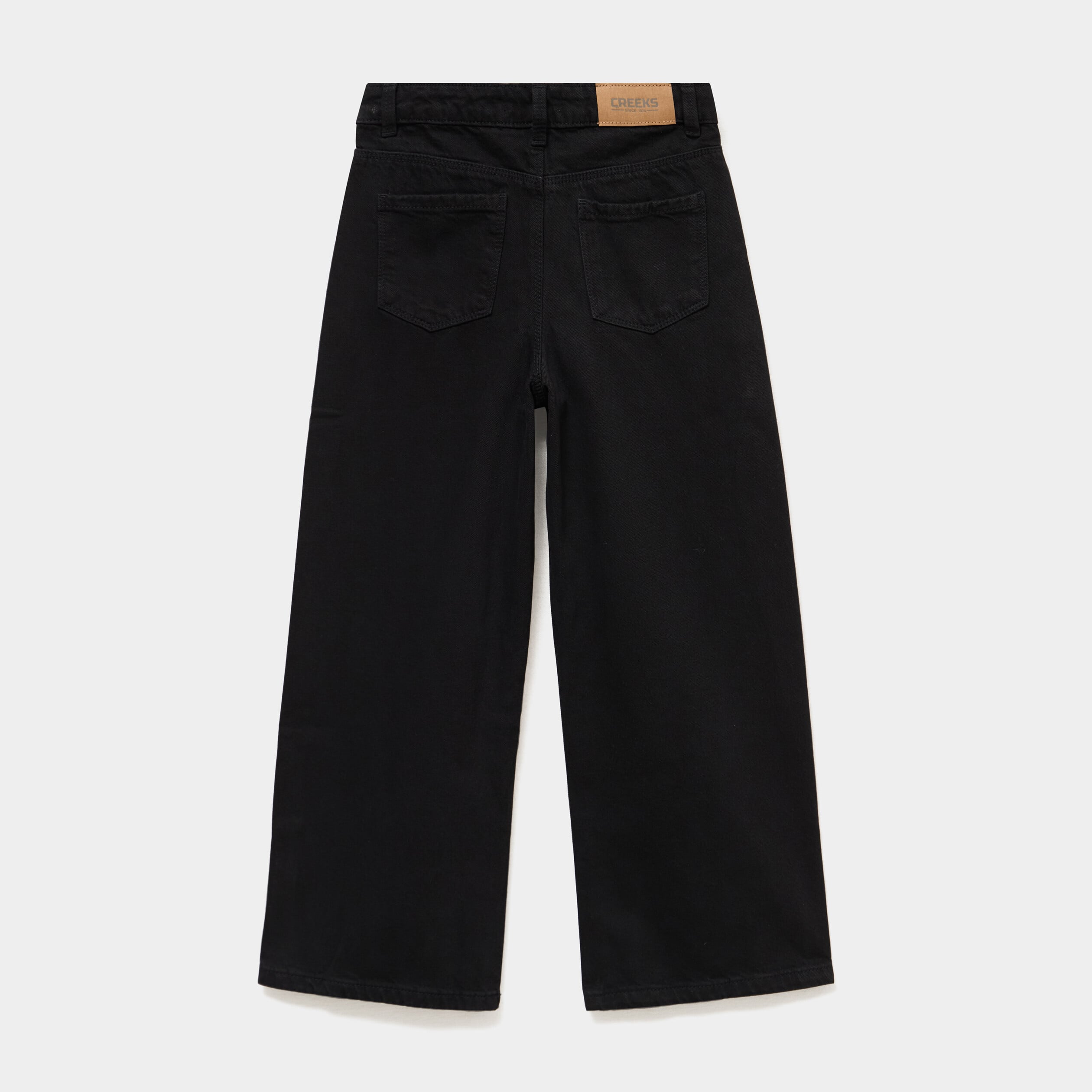 Pantalon coupe large 5 poches coton noir fille