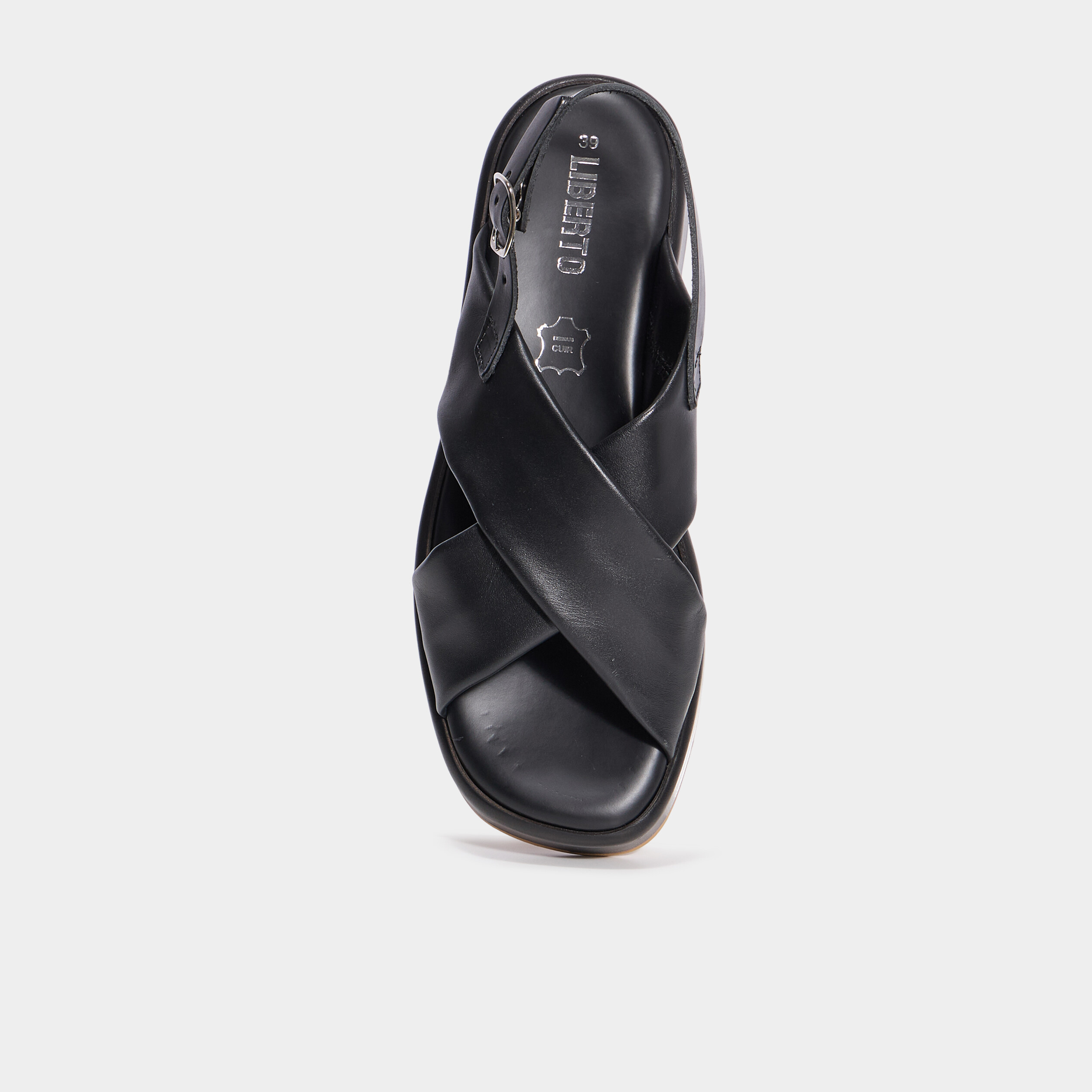 Sandales plateformes &agrave; brides crois&eacute;es noir femme
