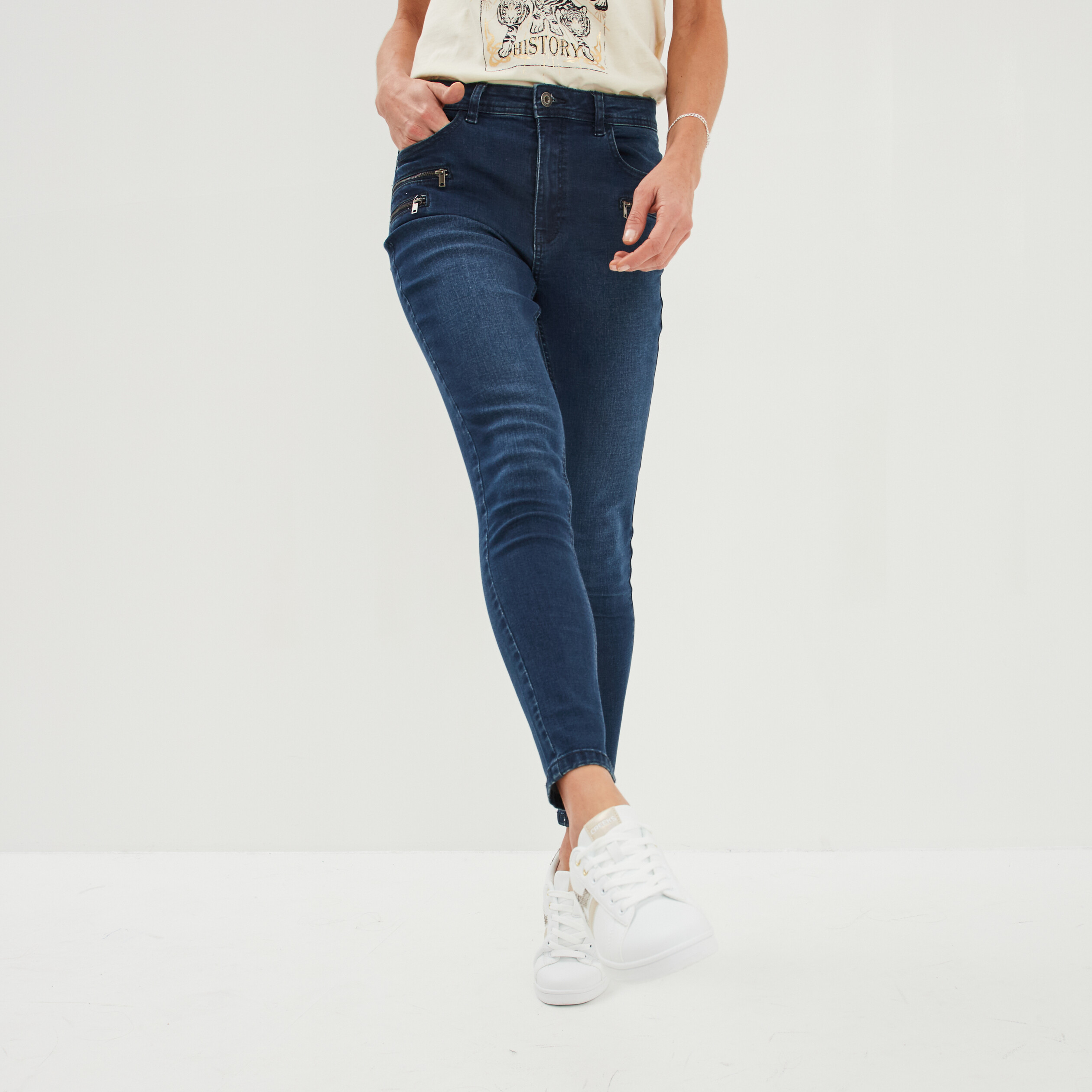 Jean slim zippé femme sales