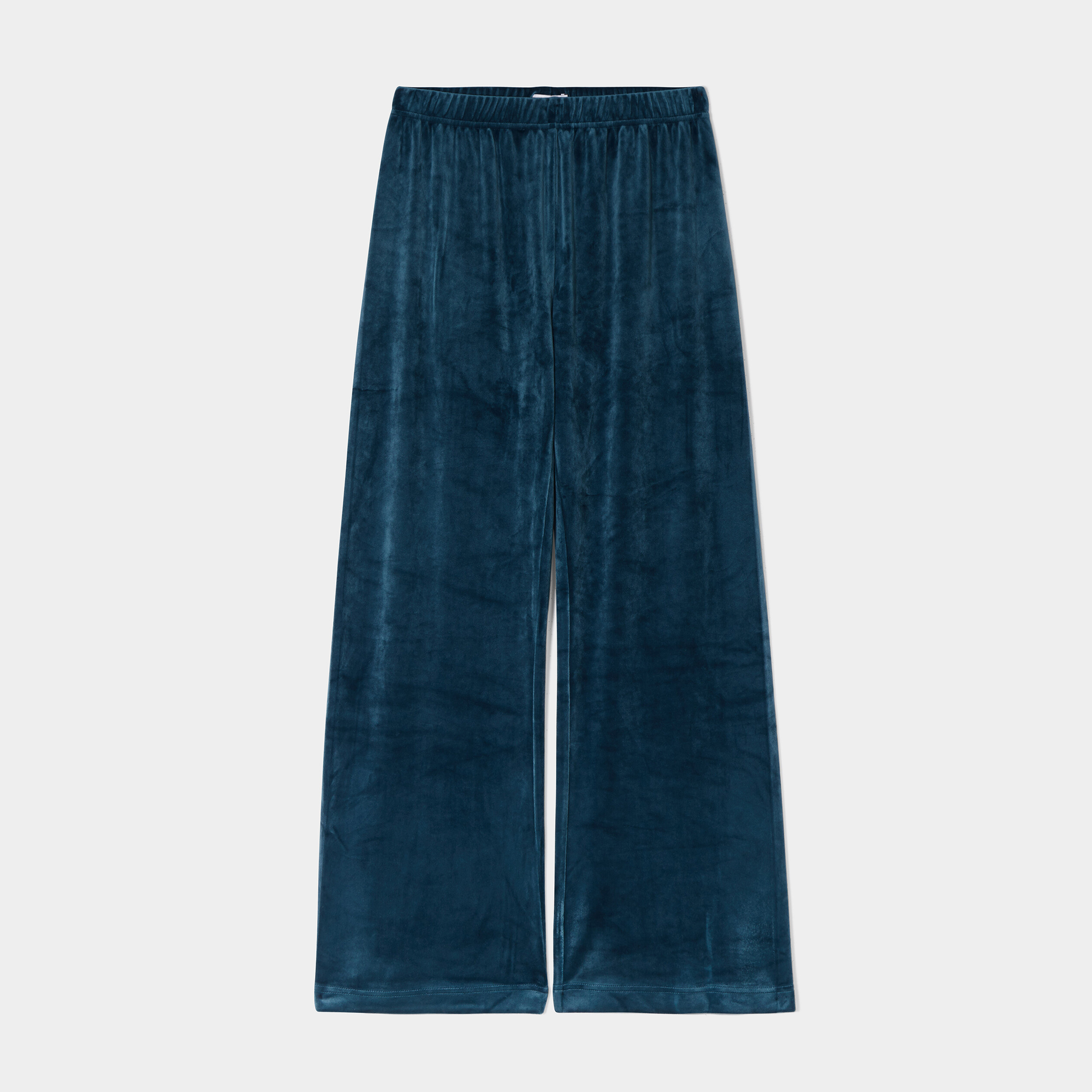Pantalon de pyjama en velours bleu canard femme