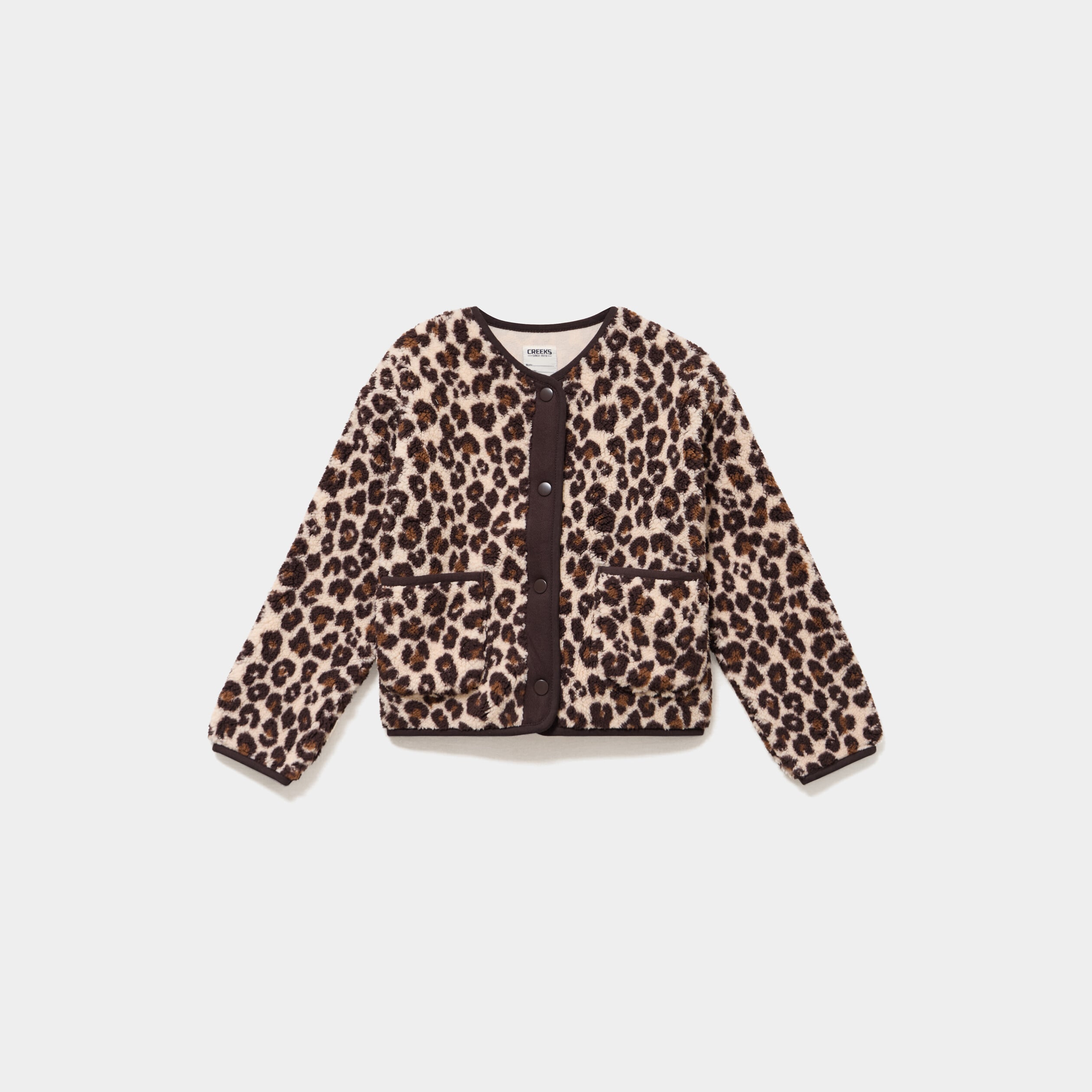 Veste sherpa boutonn&eacute;e col rond beige fille