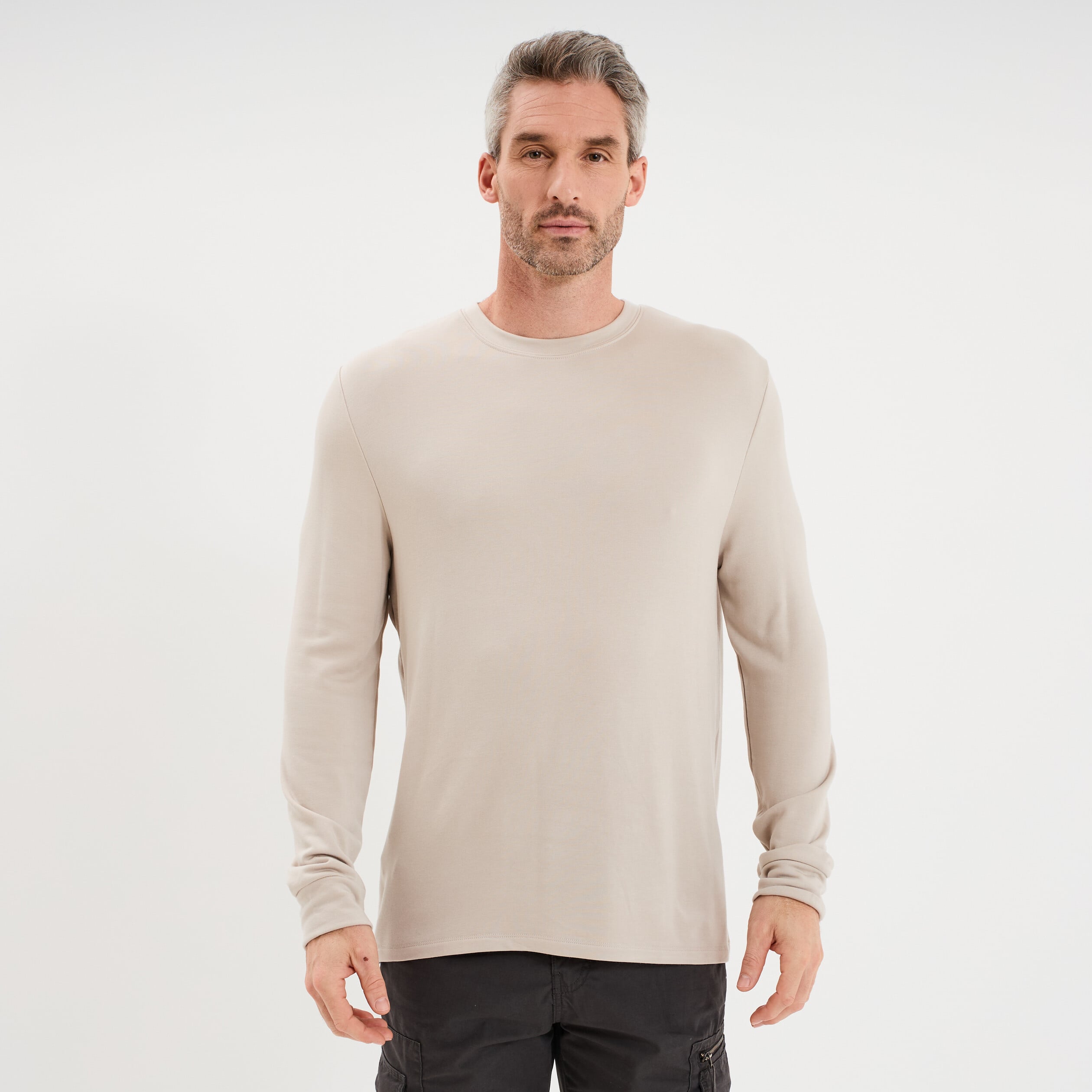 T-shirt chaud technique manches longues gris clair homme