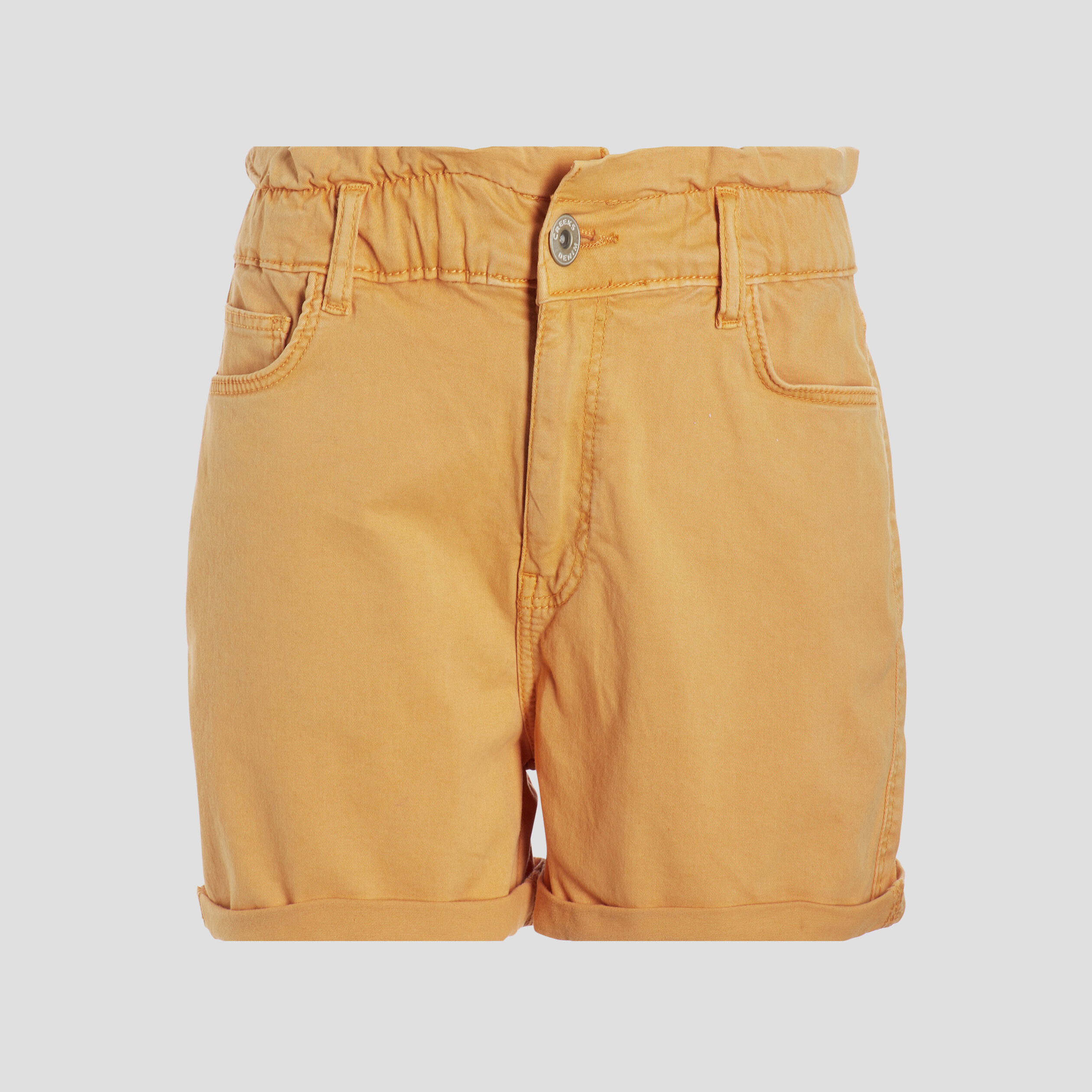 short droit taille haute elastiquee orange femme Short droit taille haute élastiquée orange femme