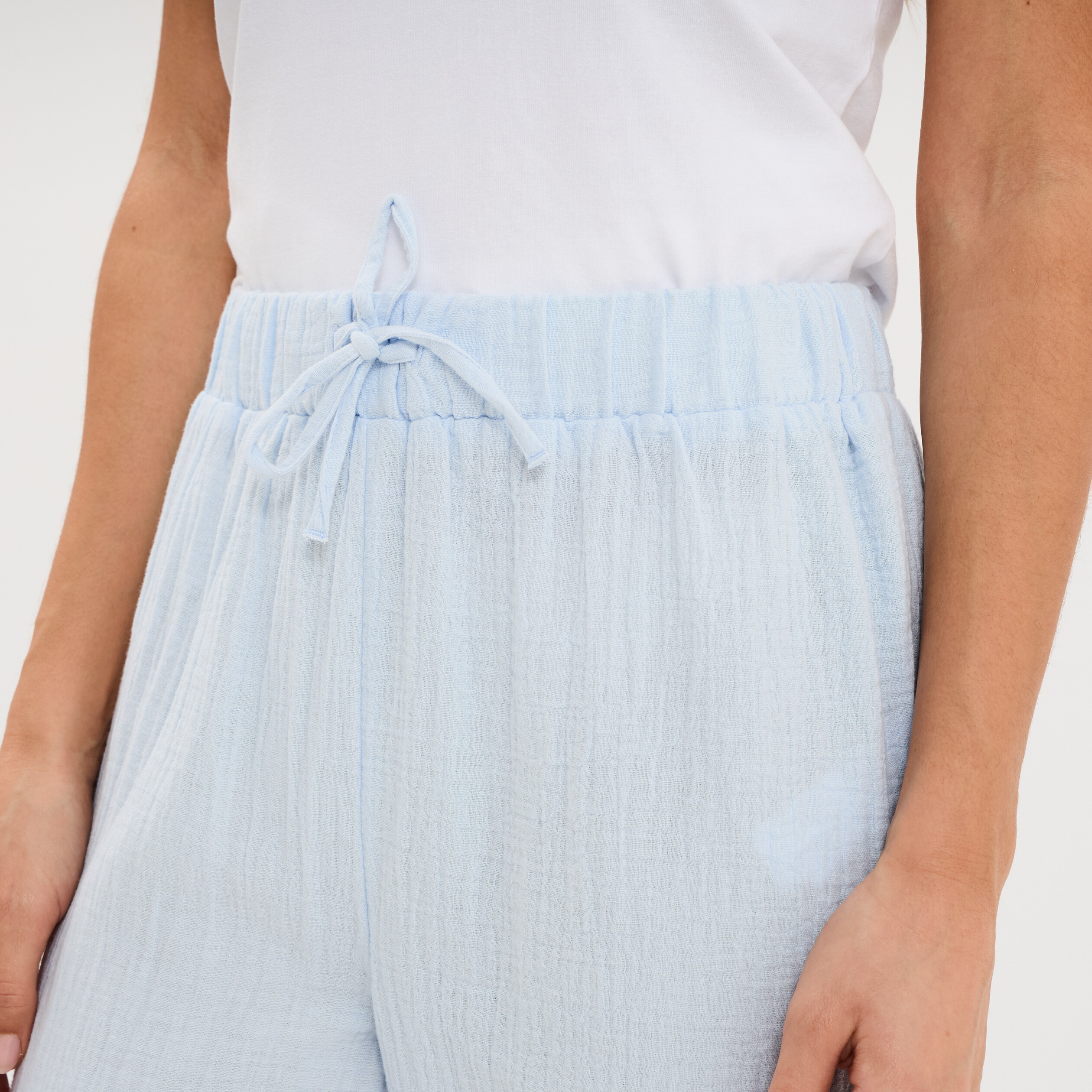 Pantalon de pyjama coton bleu ciel femme