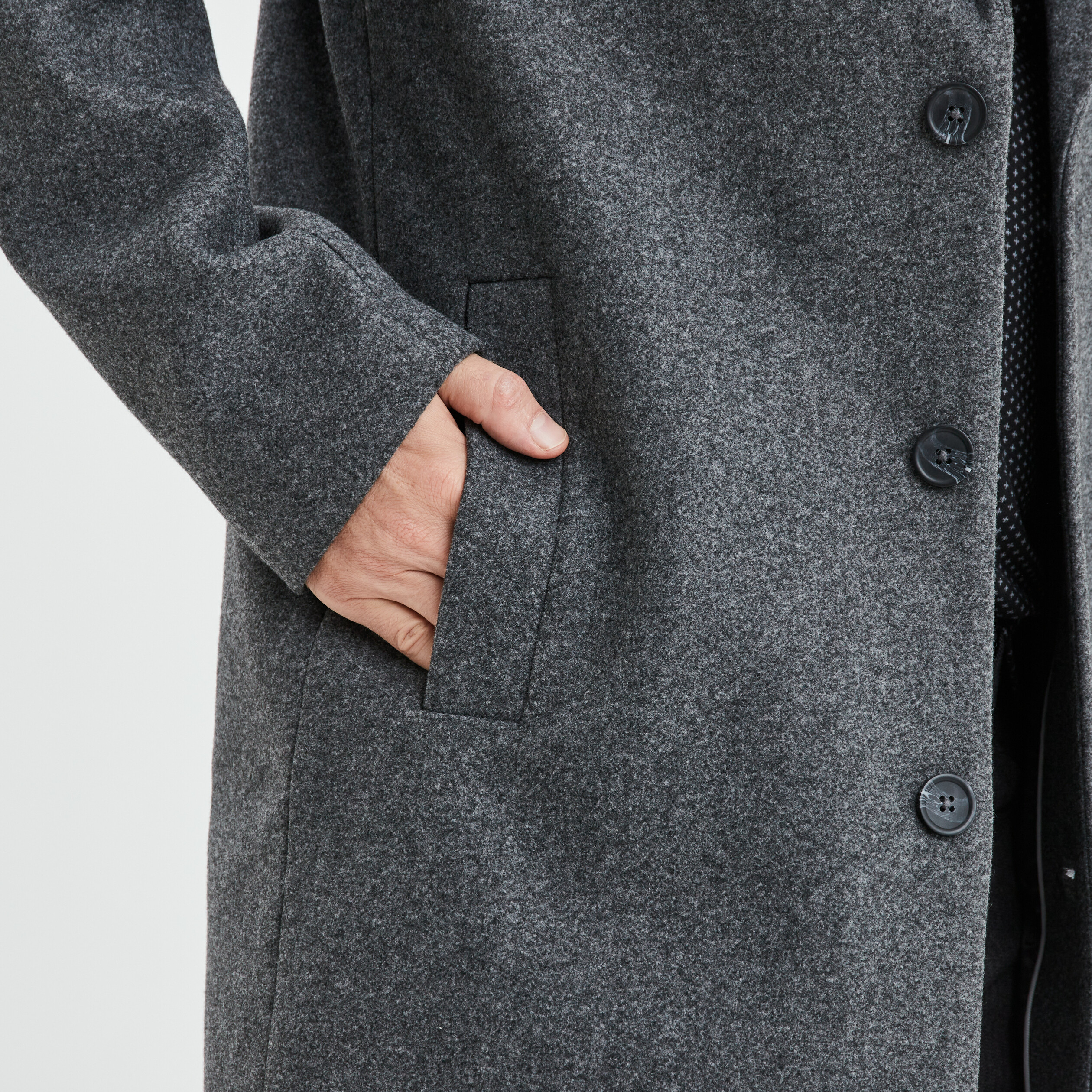 Manteau long fermeture boutonnée Creeks gris homme