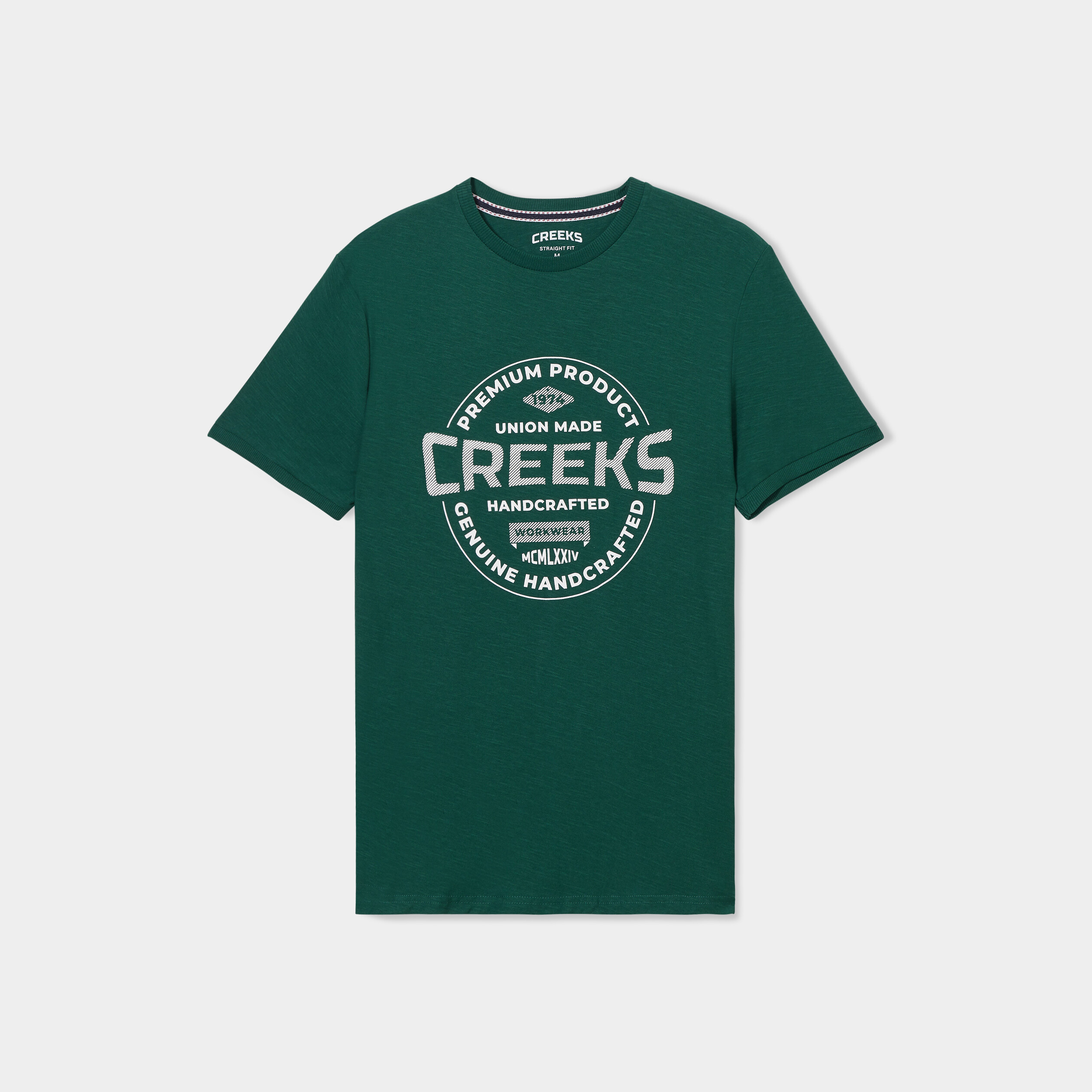 t shirt manches courtes coton creeks vert fonce homme T-shirt manches courtes coton Creeks vert foncé homme