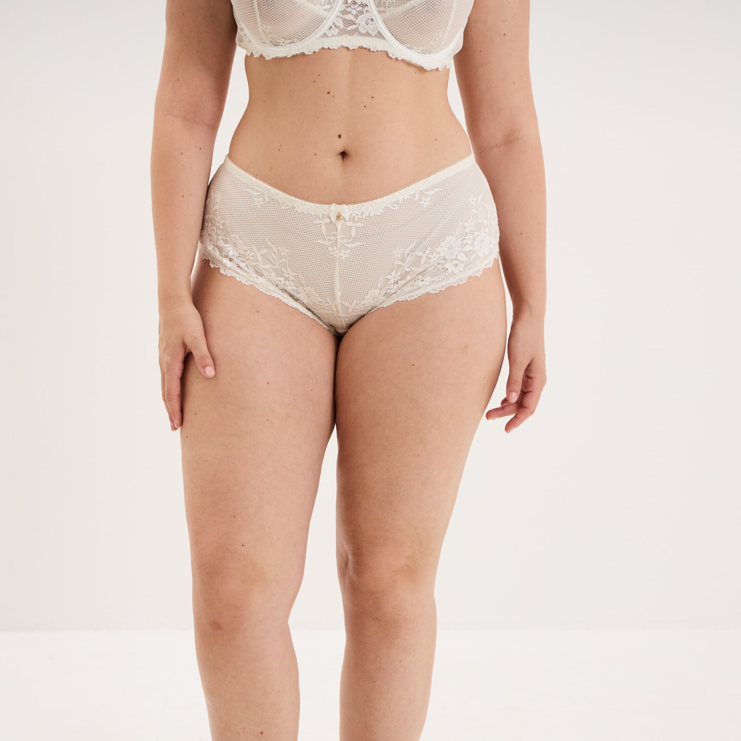 Shorty en dentelle blanc femme grande taille