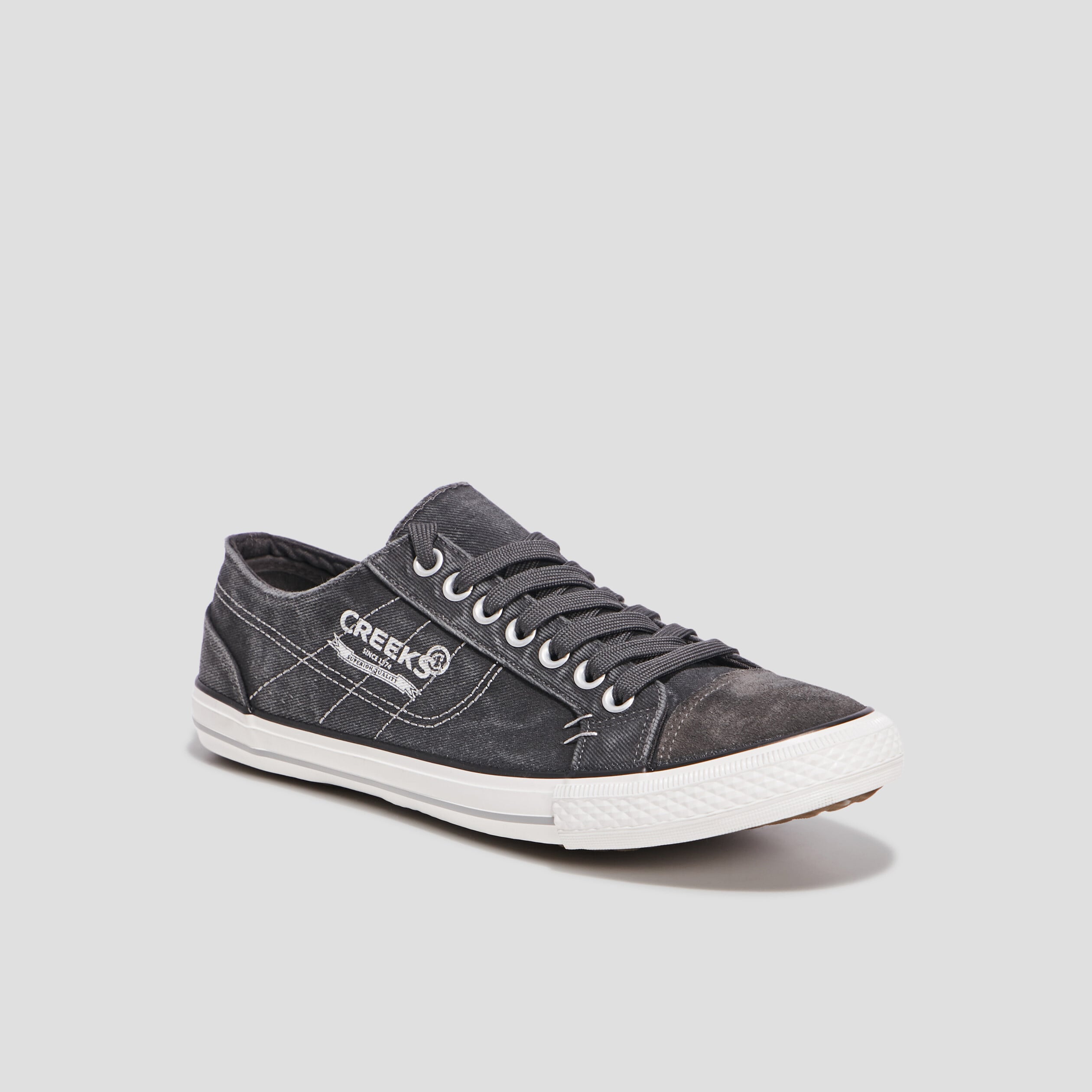 Tennis basses en toile &agrave; lacets gris homme