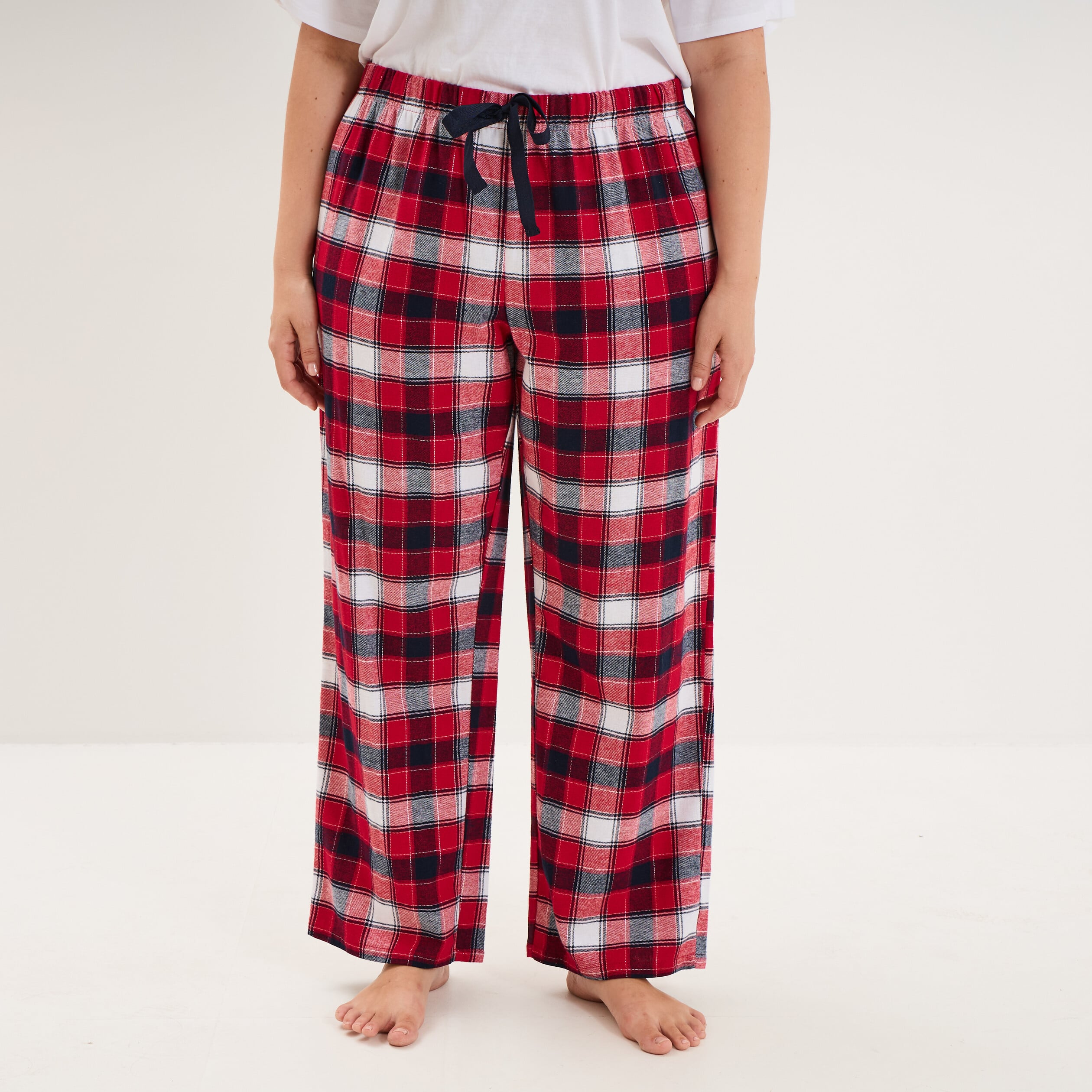Pantalon de pyjama droit rouge femme grande taille