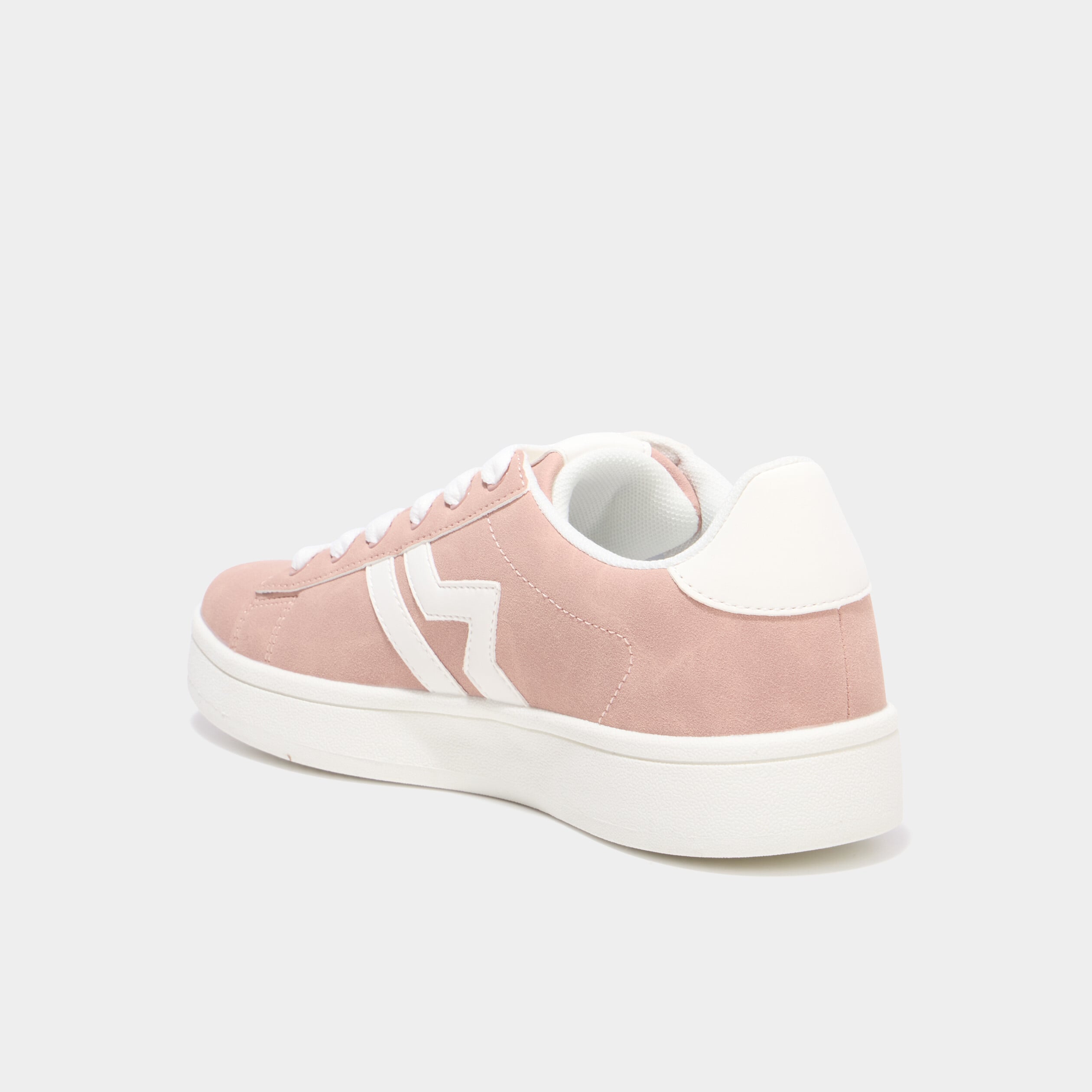 Baskets &agrave; lacets su&eacute;dine rose femme