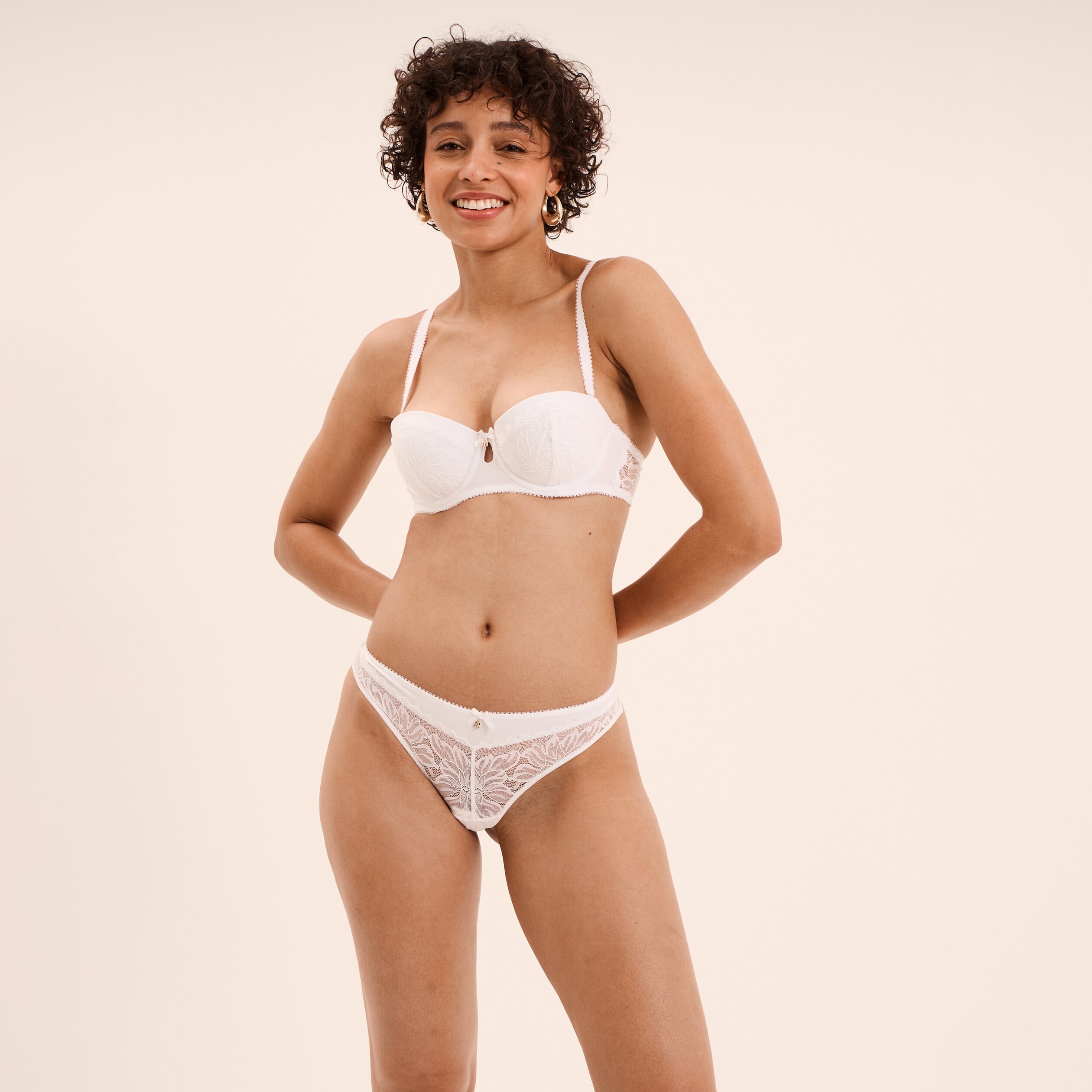 Soutien-gorge bandeau dentelle blanc femme