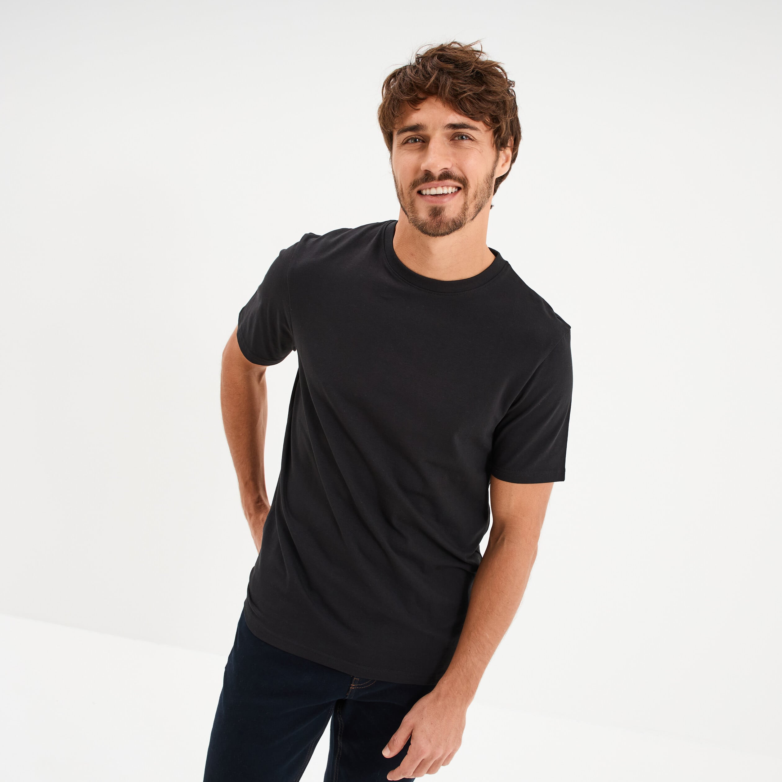 T-shirt slim stretch manches courtes noir homme