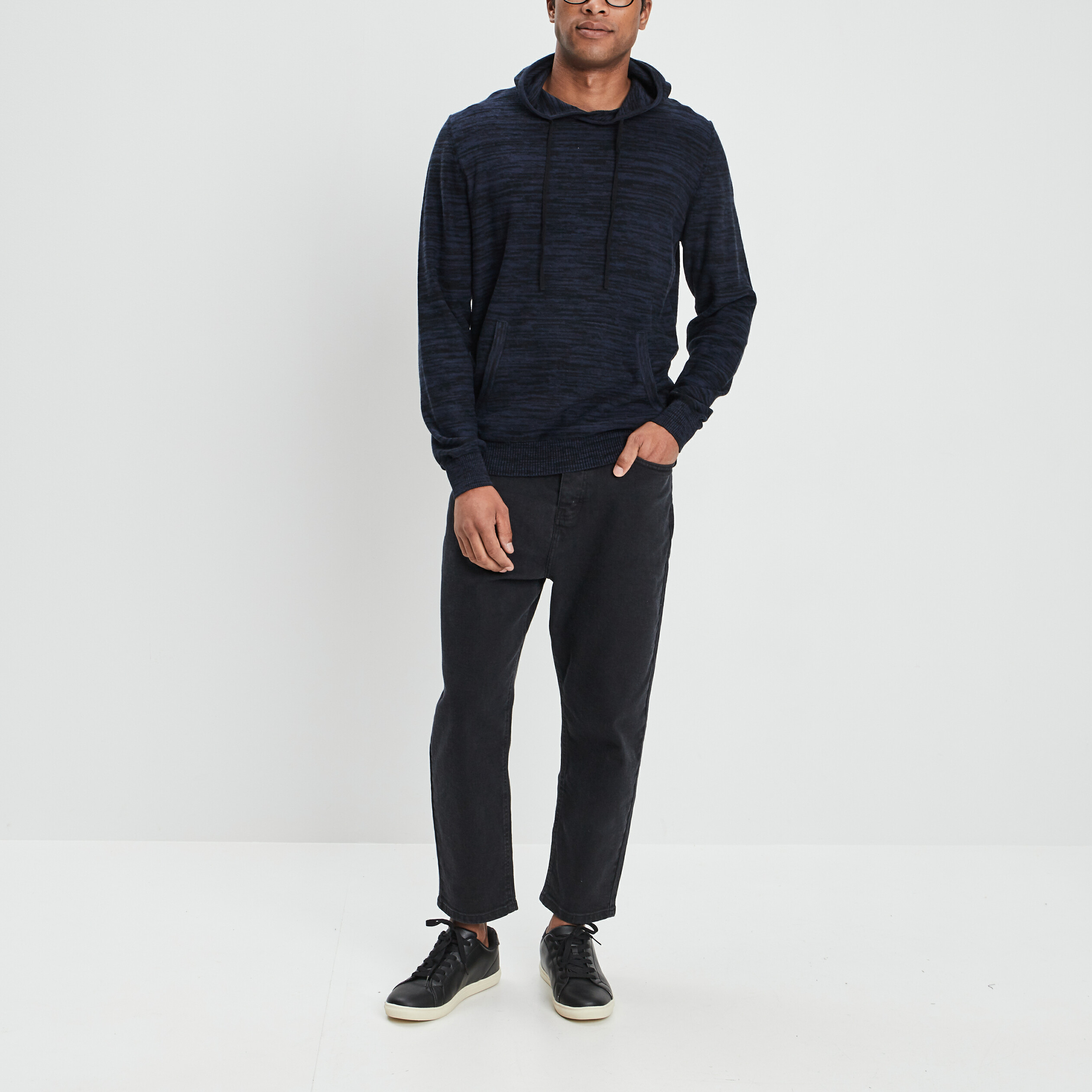 Pull à capuche bleu foncé homme