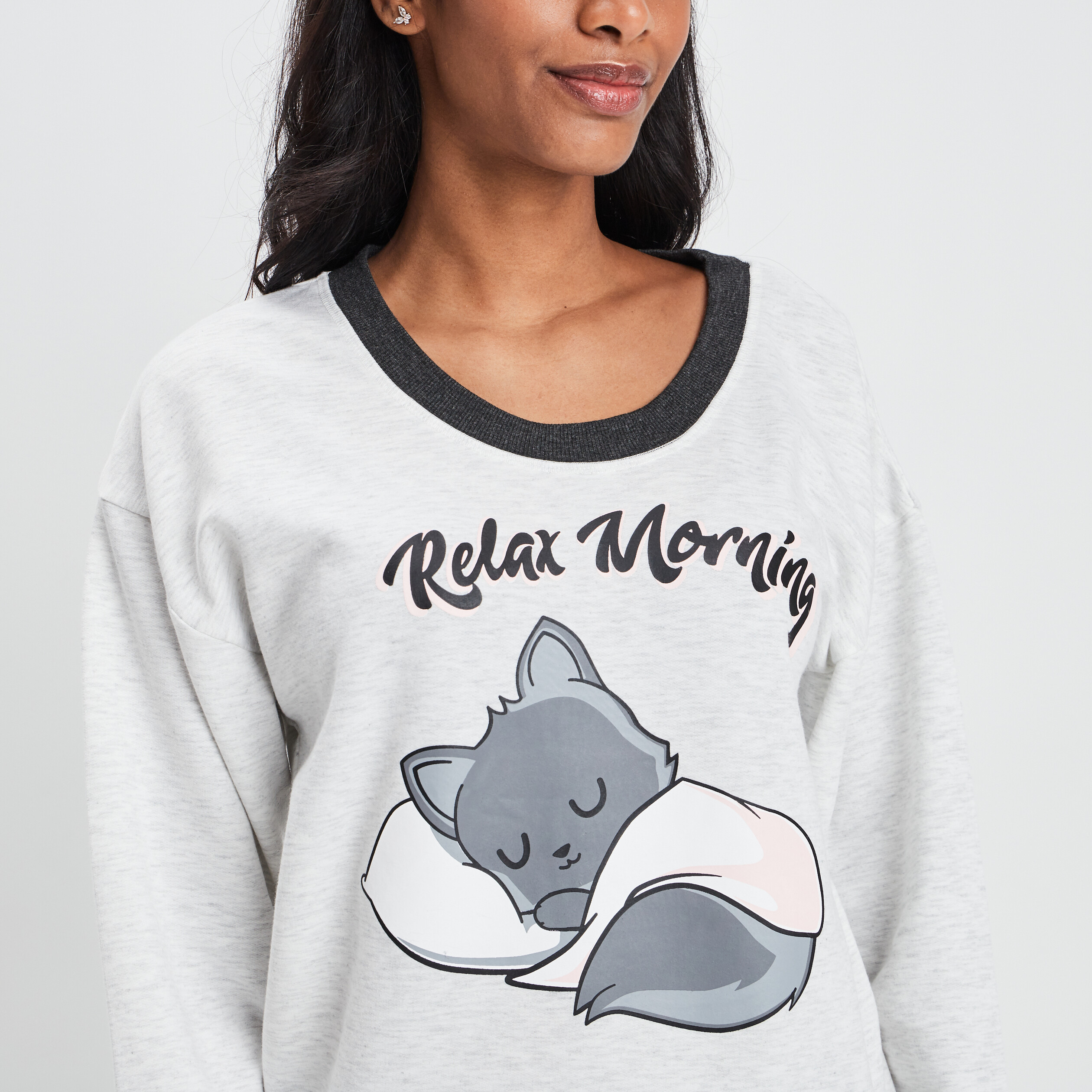 ensemble pyjama 2 pieces gris clair femme Ensemble pyjama 2 pièces gris clair femme