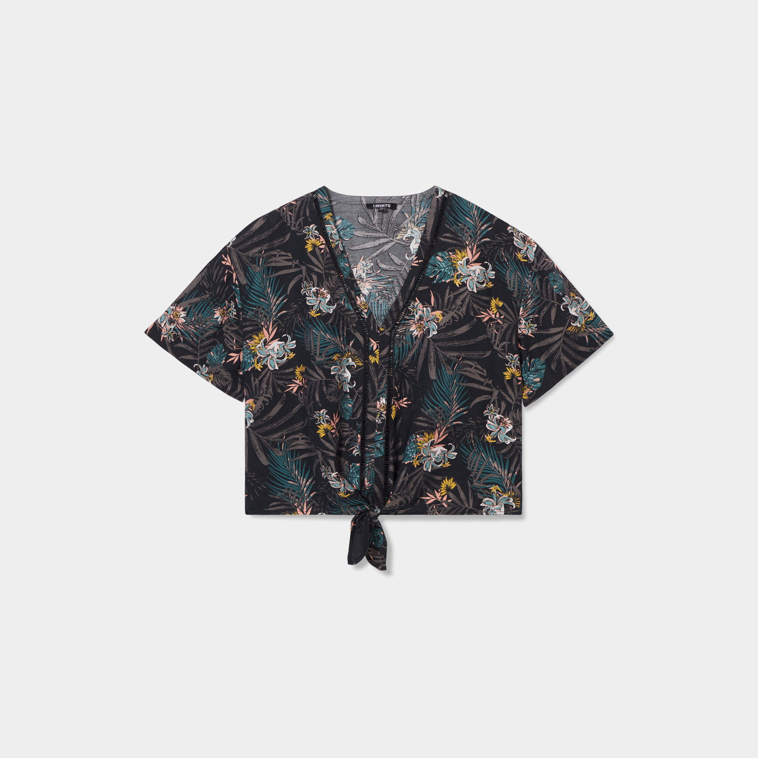 Chemise Noire Femme Manches Courtes TU - Détail Dentelle - Taille 8 - Occasion Très Bon état