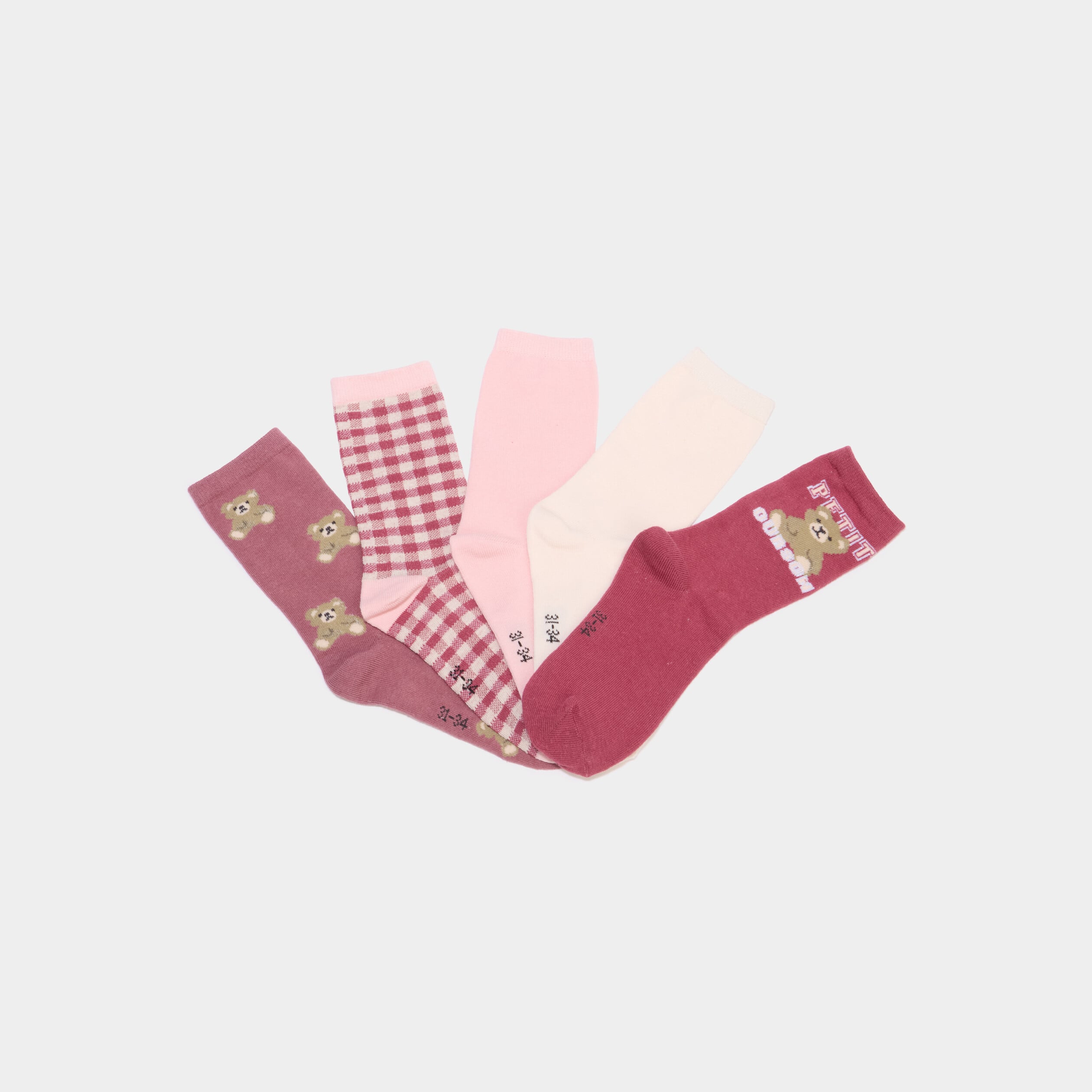 Lot 5 paires chaussettes m&eacute;lange coton bordeaux fille