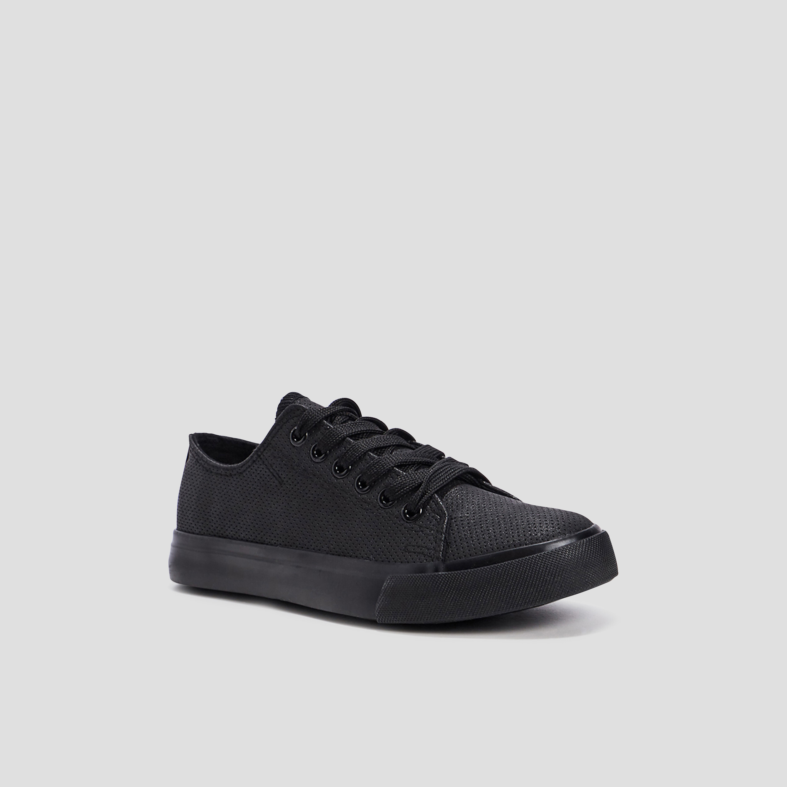 Tennis en toile &agrave; lacets noir femme