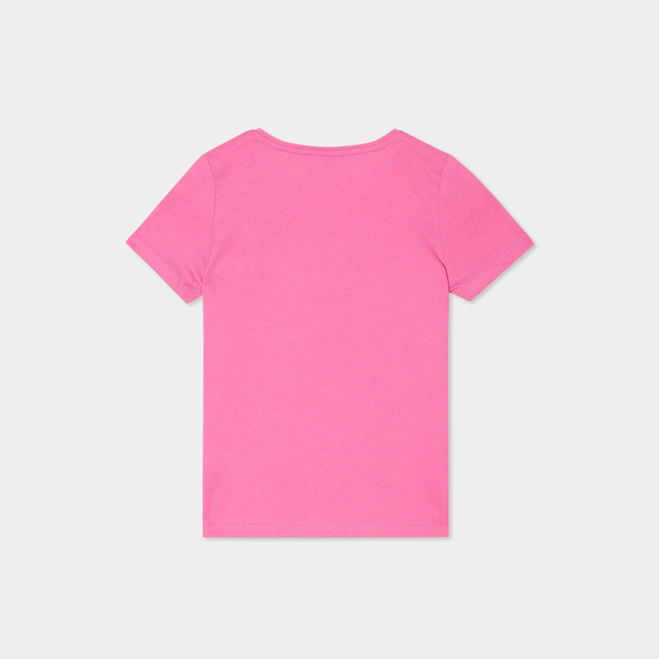 T-shirt manches courtes en coton rose fushia fille