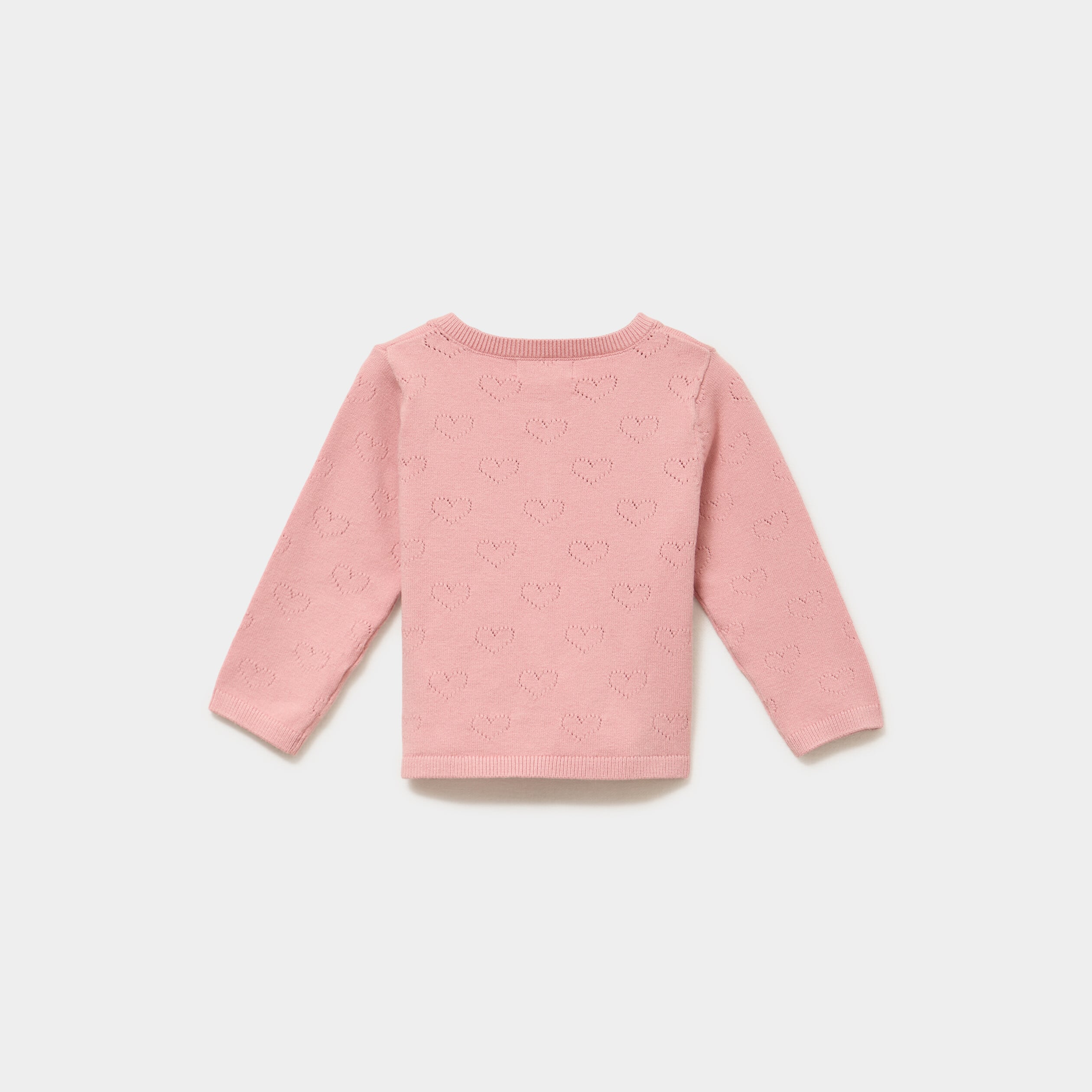 Gilet manches longues boutonn&eacute; rose poudr&eacute;e b&eacute;b&eacute; fille