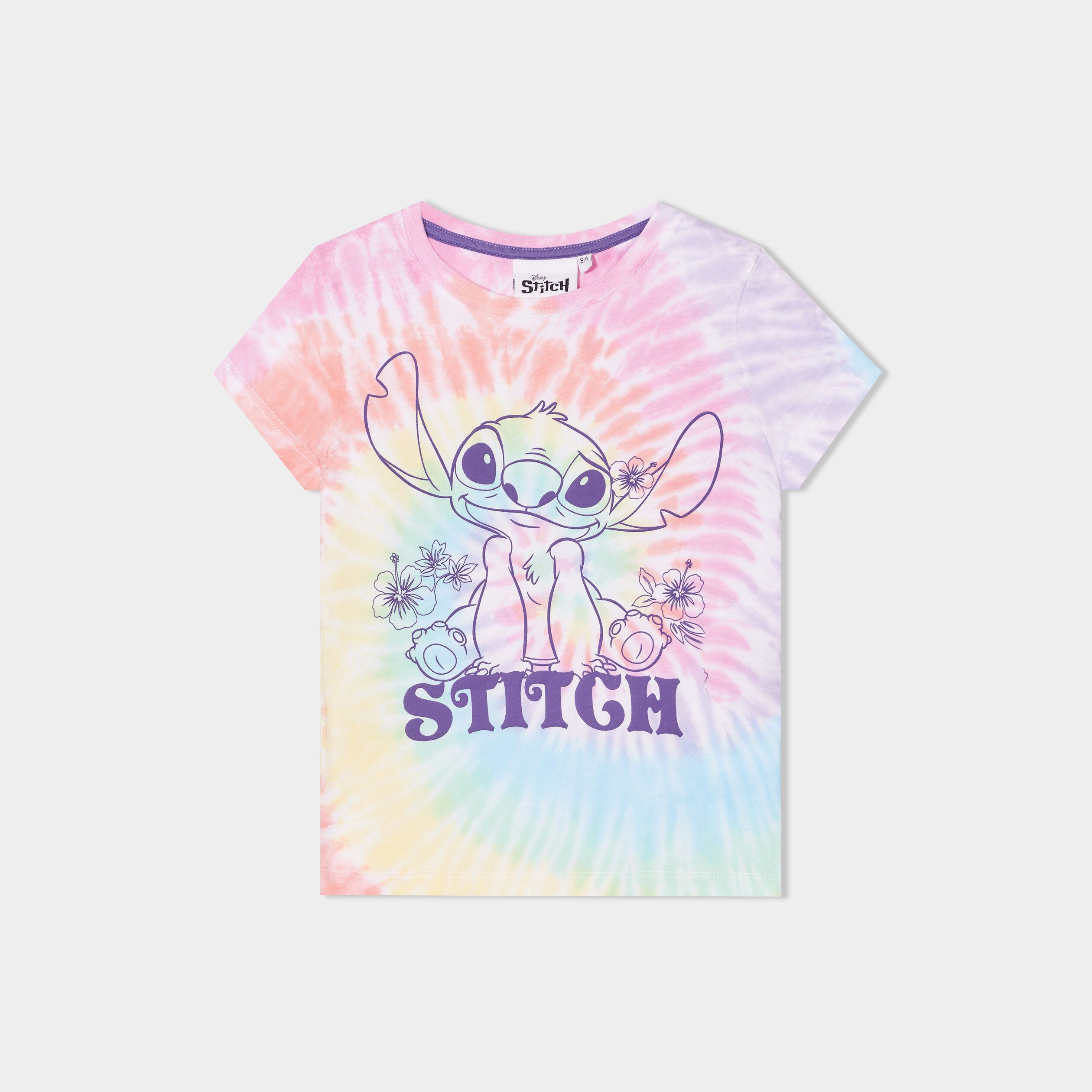 t shirt col rond manches courtes stitch multicolore fille T-shirt col rond manches courtes Stitch multicolore fille