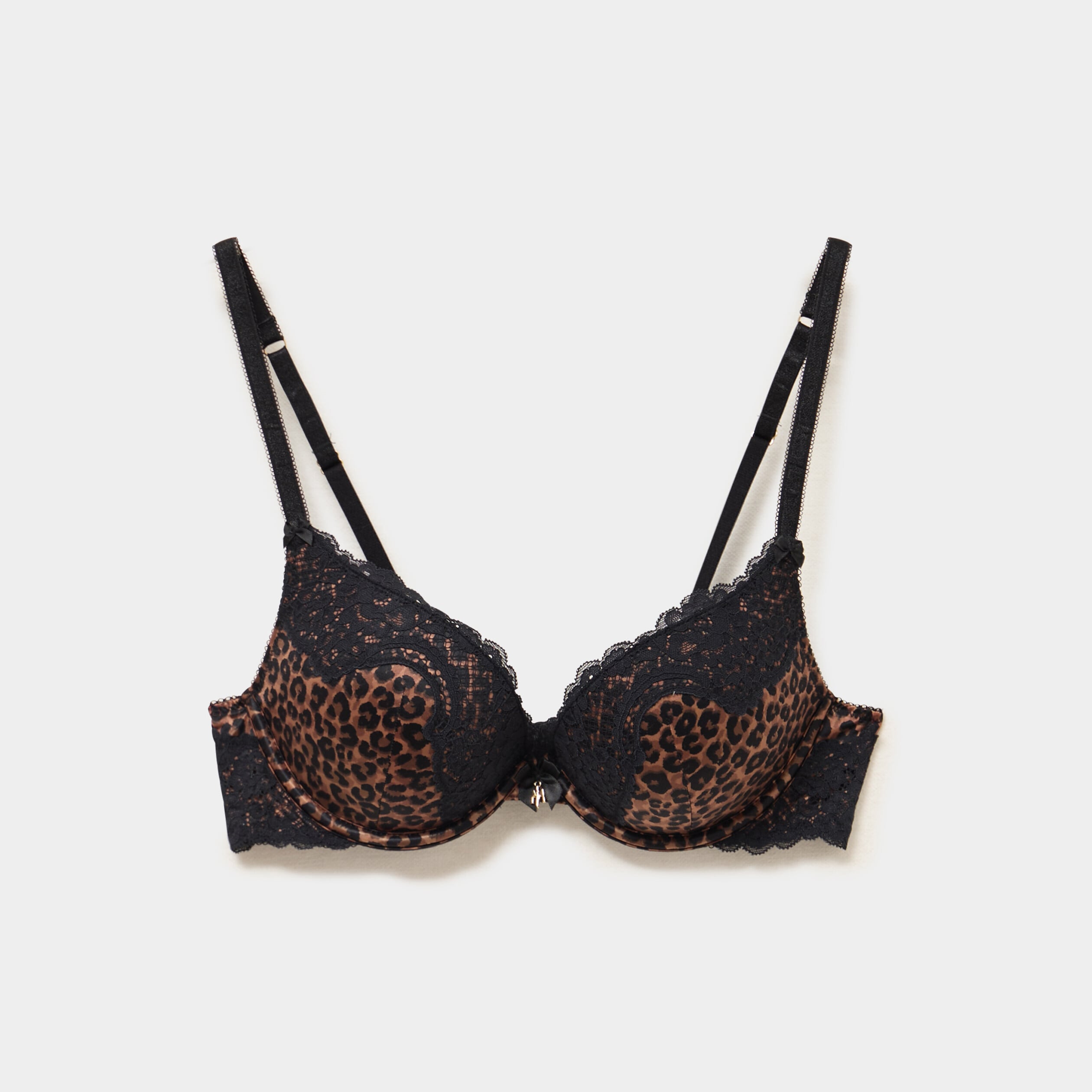 Soutien-gorge maxi push-up dentelle marron femme