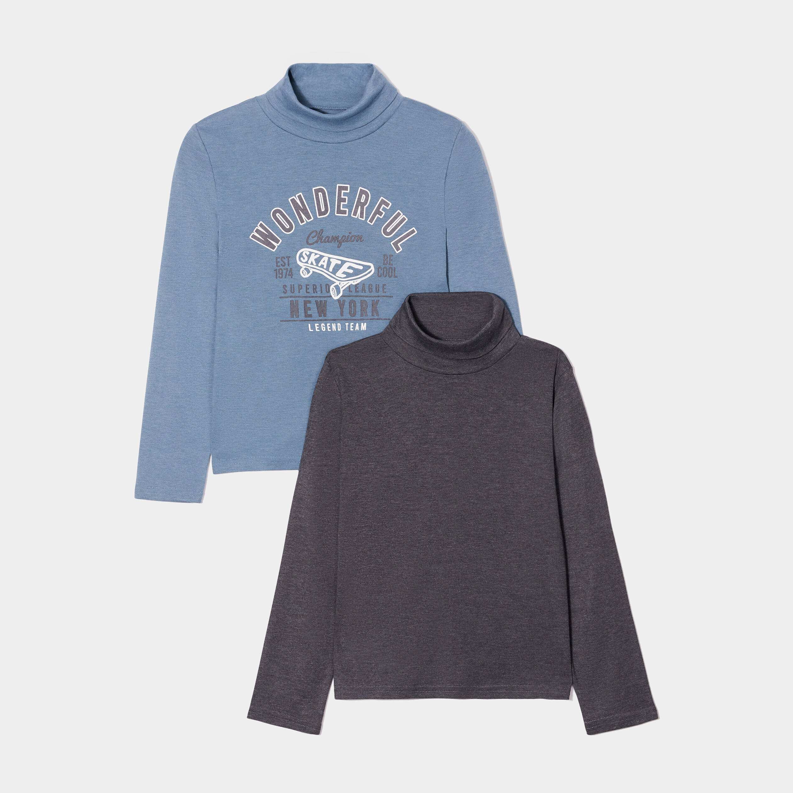 lot 2 t shirts col roule bleu gris garcon Lot 2 t-shirts col roulé bleu gris garçon