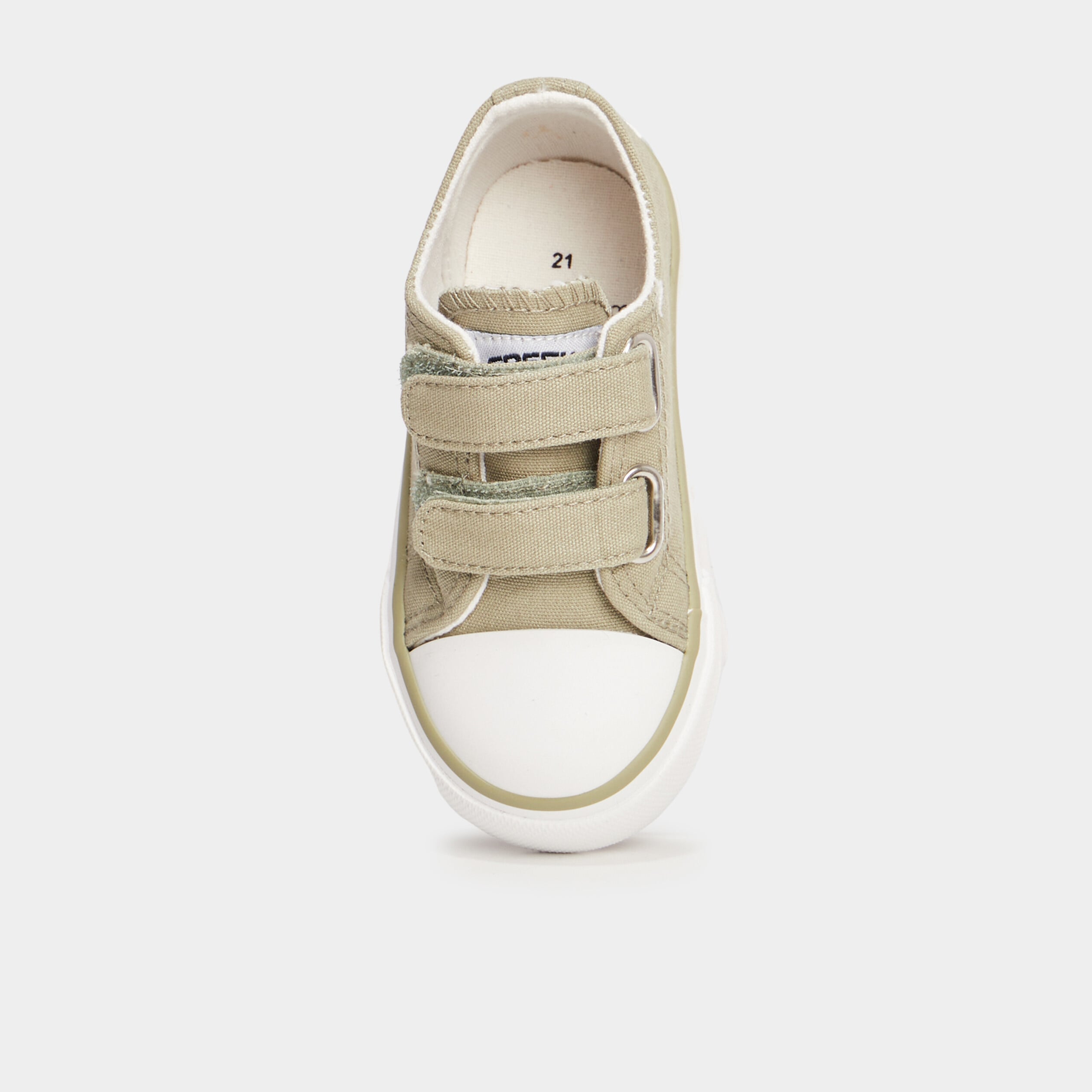 Tennis &agrave; scratchs en toile bout renforc&eacute; vert olive b&eacute;b&eacute; gar&ccedil;on