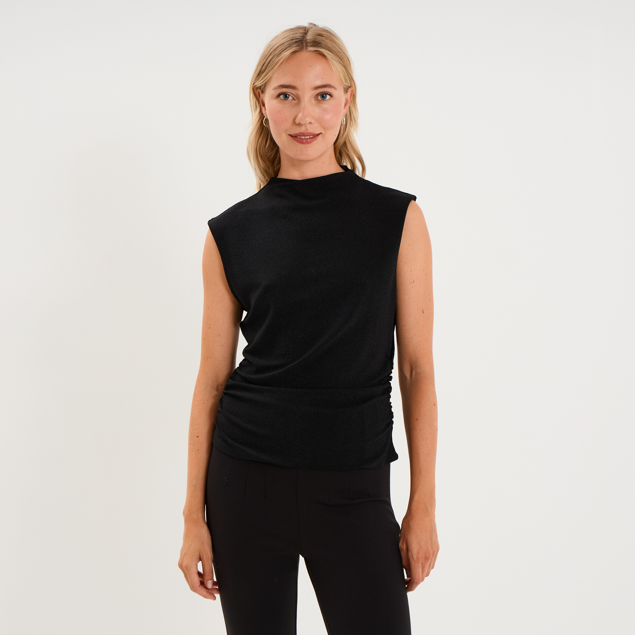 D&eacute;bardeur fronces et paillettes noir femme