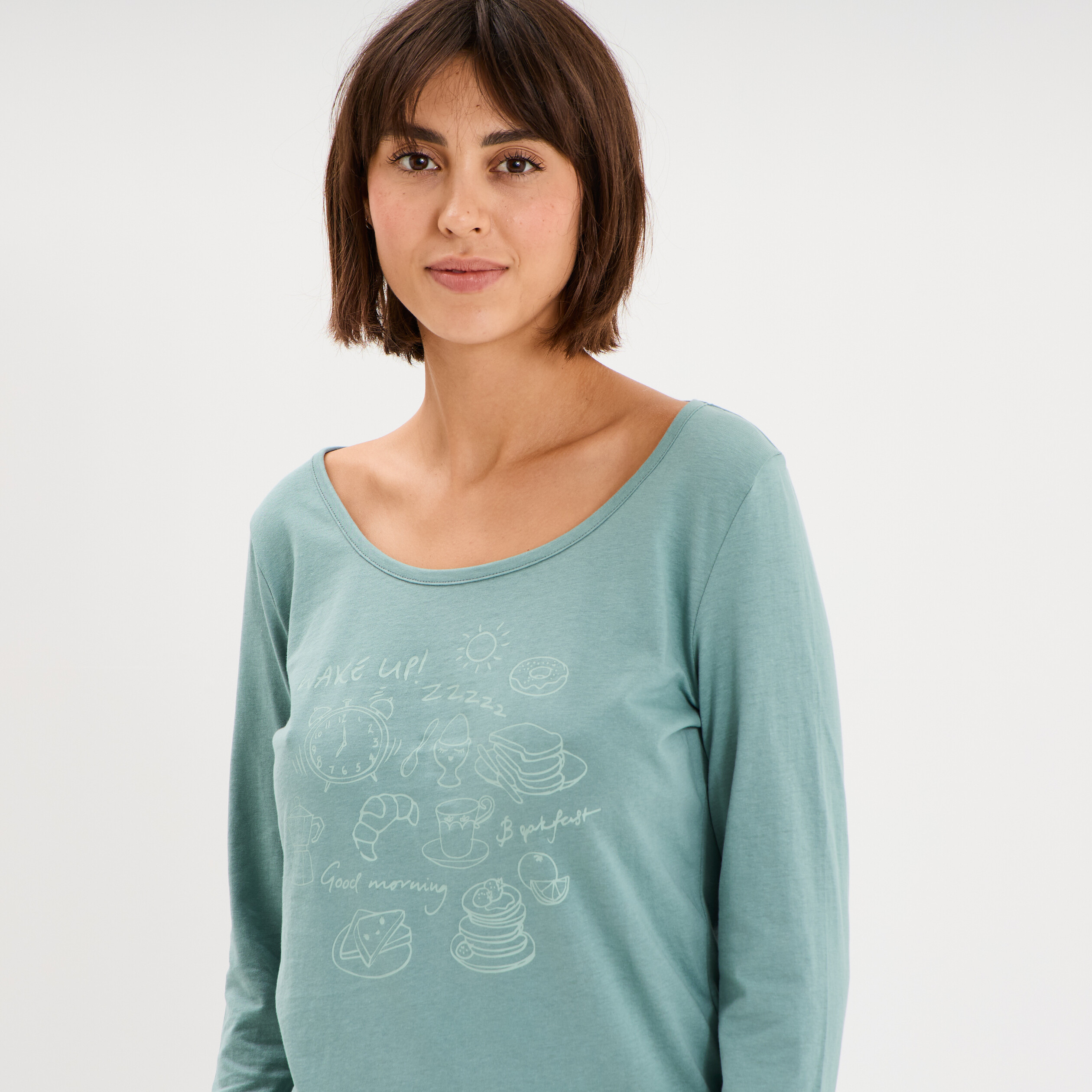 Ensemble pyjama 2 pi&egrave;ces pantalon bleu gris femme