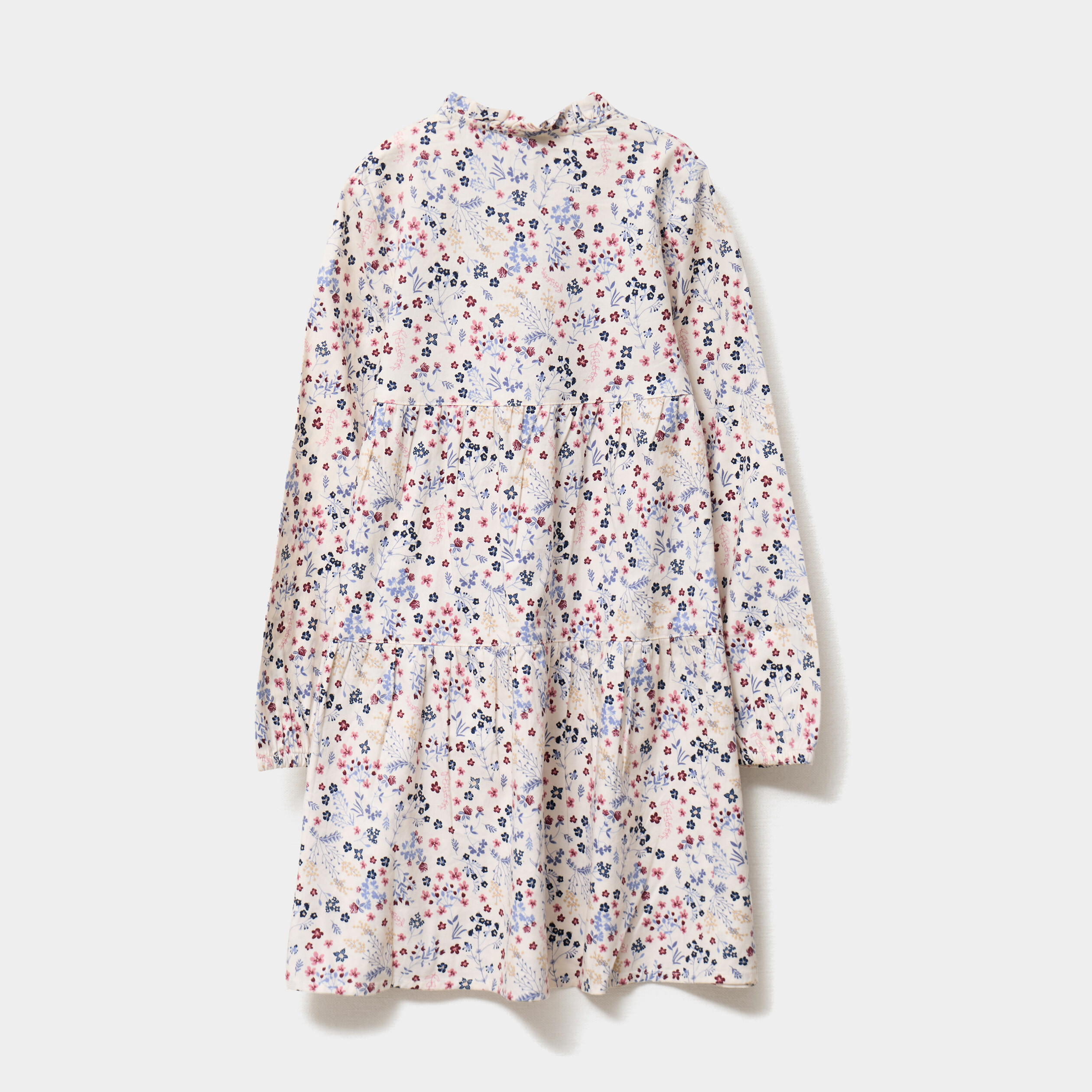 Robe manches longues &eacute;vas&eacute;e coton beige fille