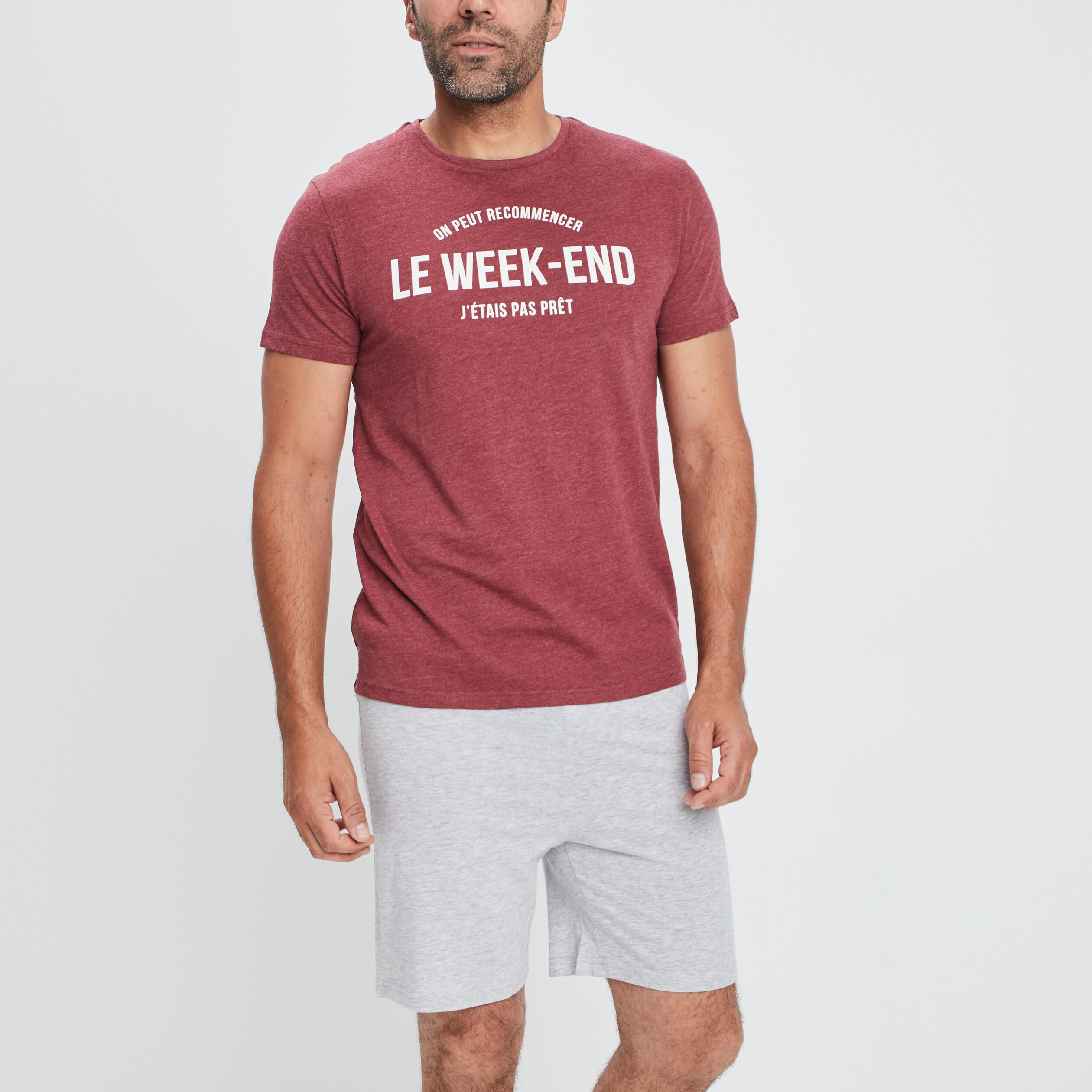 Ensemble pyjama 2 pi&egrave;ces bordeaux homme