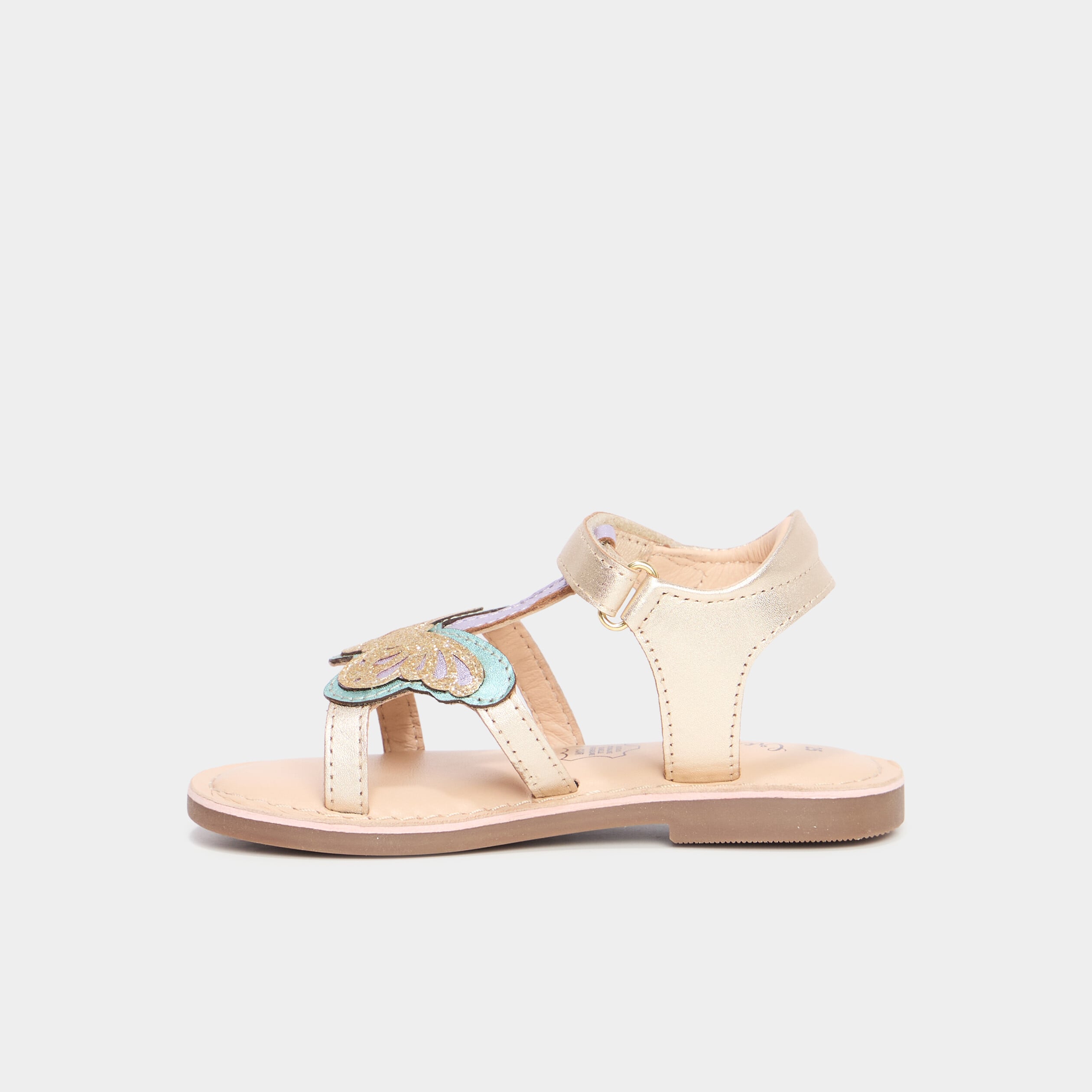 Sandales plates en cuir multicolore fille
